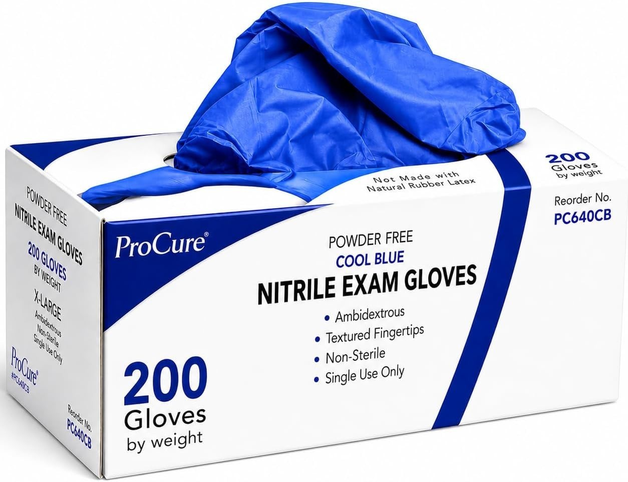 200 Count Nitrile Gloves – Latex Free Medical Exam Gloves, Large Size