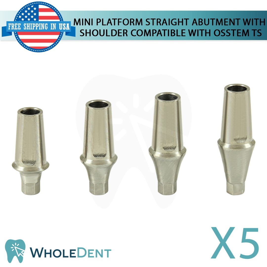 5x Mini Straight Abutment With Shoulder Titanium Dental Osstem® TS Compatible