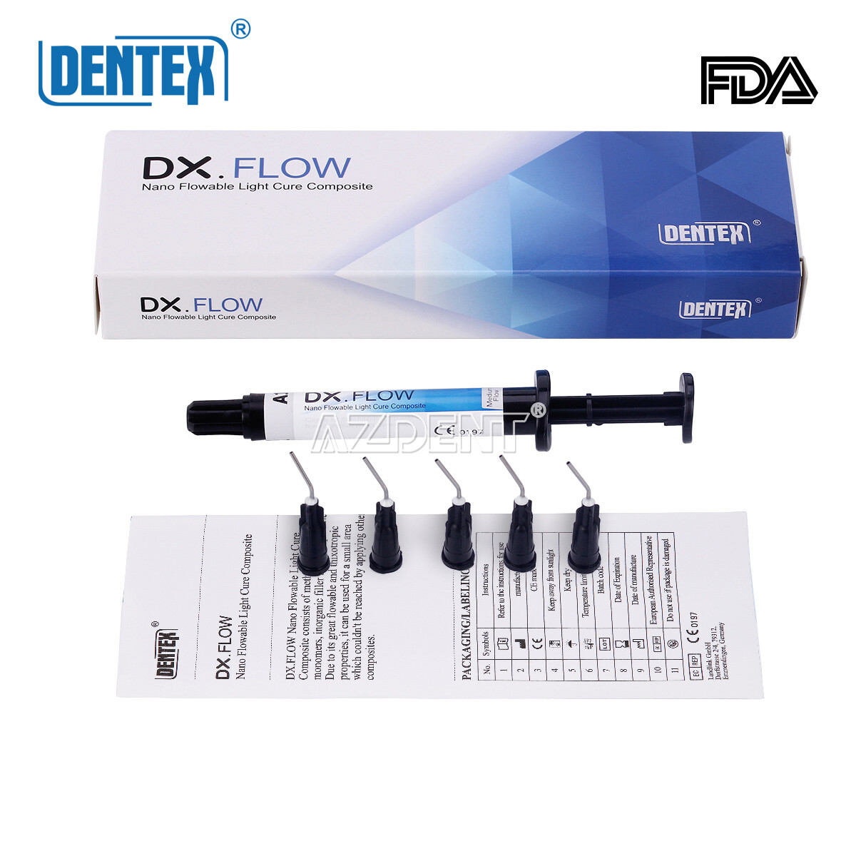Dentex Dental Light Cure Flowable Composite Resin Medium Flow A1 3g/Syringe
