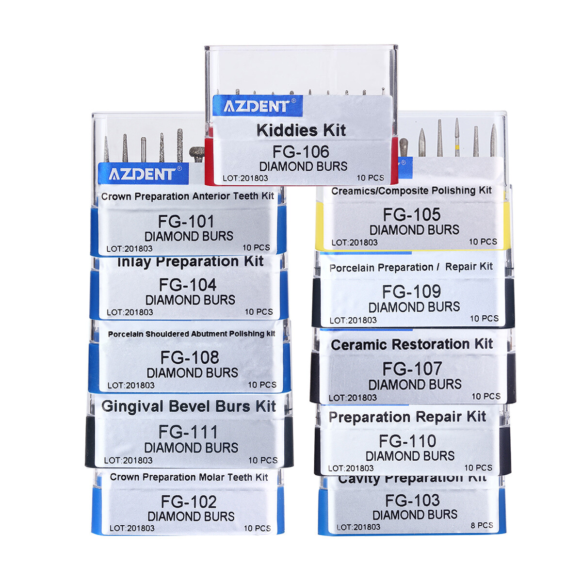 AZDENT Dental FG Diamond Burs Drill For High Speed Handpiece Polishing/Composite
