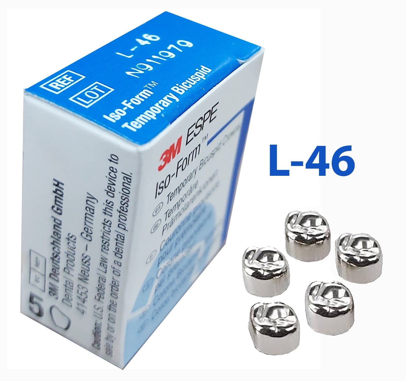 Temporary Bicuspid Crowns ISO-Form, 3M, 2+1 FREE Box, 5 ct/Box, FREE Shipping