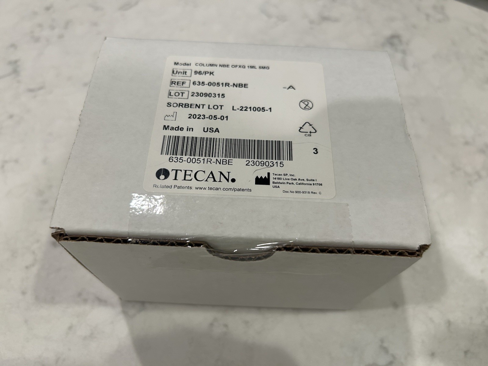 Tecan COLUMN Narrow Bore Extraction OFXQ 1ML 5 MG 635-0051R-NBE LOT 23090315