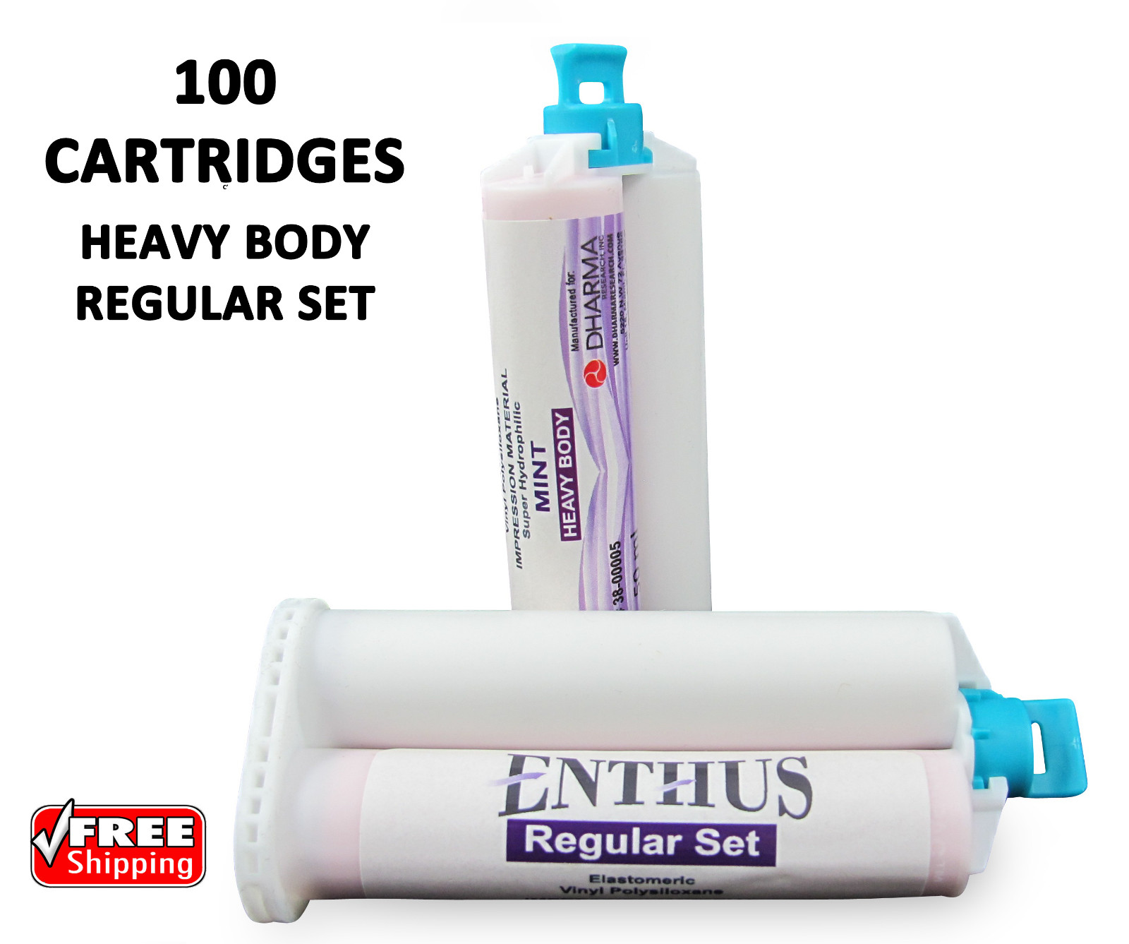 HEAVY BODY Impression Material REGULAR SET Enthus 100 Cartridges x 50ml VPS
