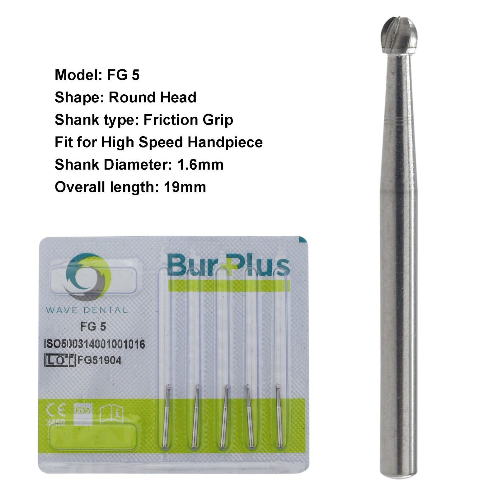 Wave Dental Carbide Burs FG 19mm Surgical FG SURG 25mm Latch RA Midwest HP