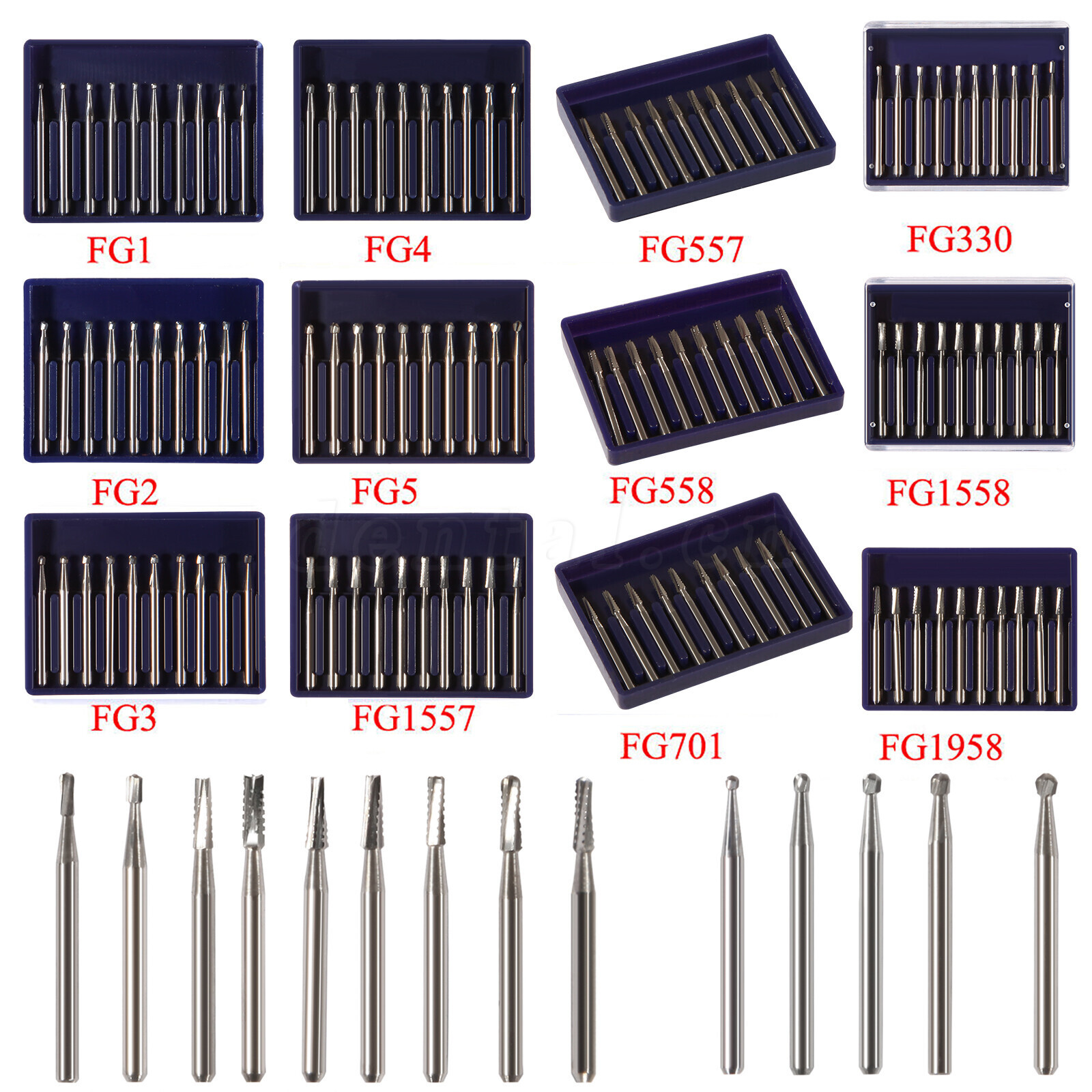 10-100 PCS Dental Lab Clinic Burs Shank Carbide Round Friction Grip FG Bur
