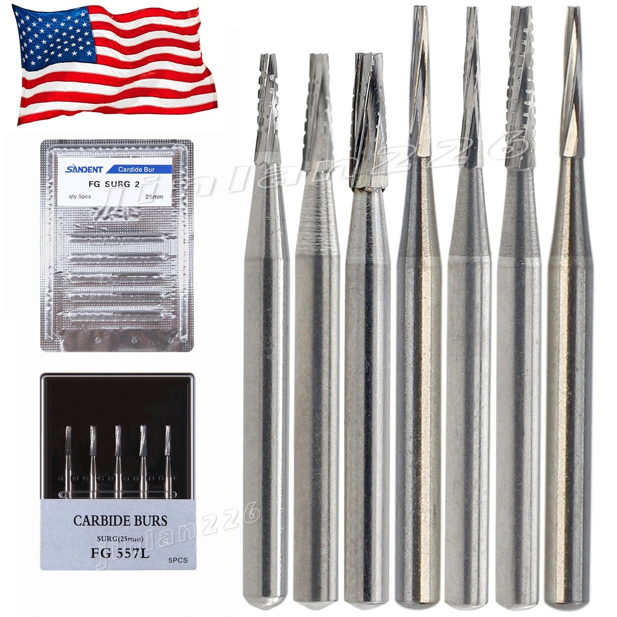 Dental Surgical Burs 25mm Carbide Bur Friction Grip FG Round For High Speed