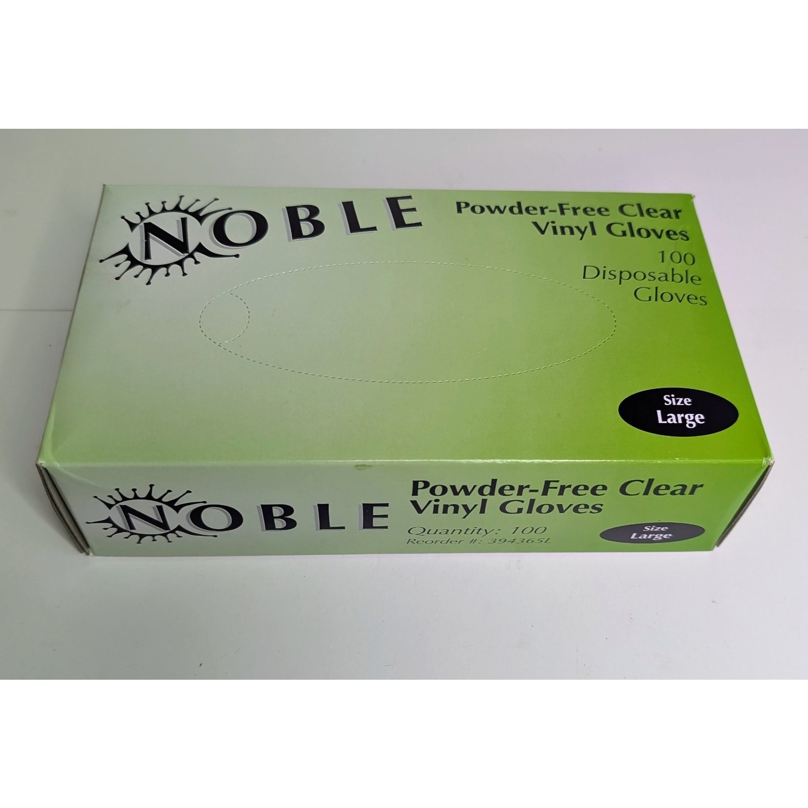Noble Products Powder-Free Disposable Clear Vinyl Gloves – Large – 100/Case
