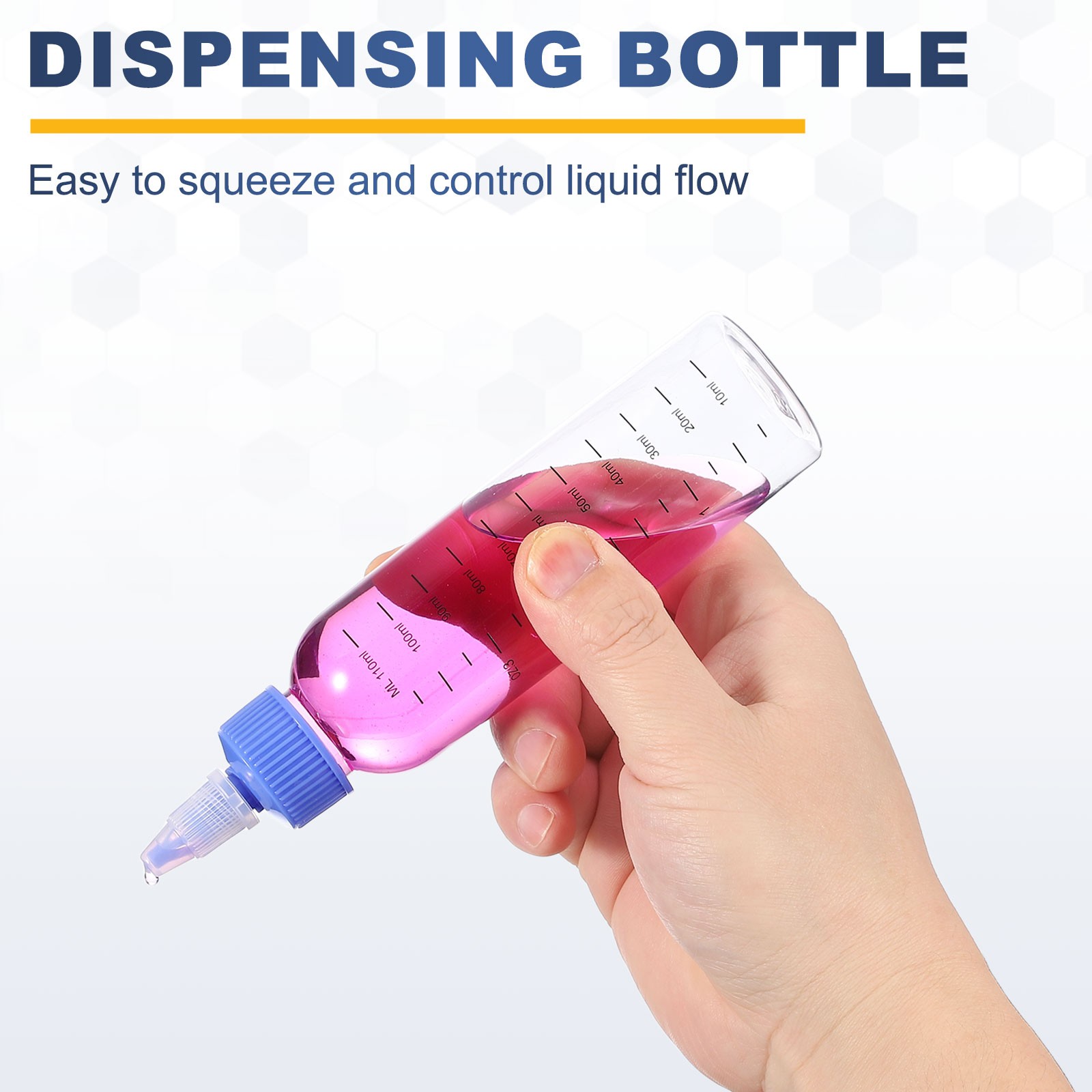 9 Pcs 50ml (2oz) Plastic Dispensing Bottle with Twist Cap, Transparent/Blue