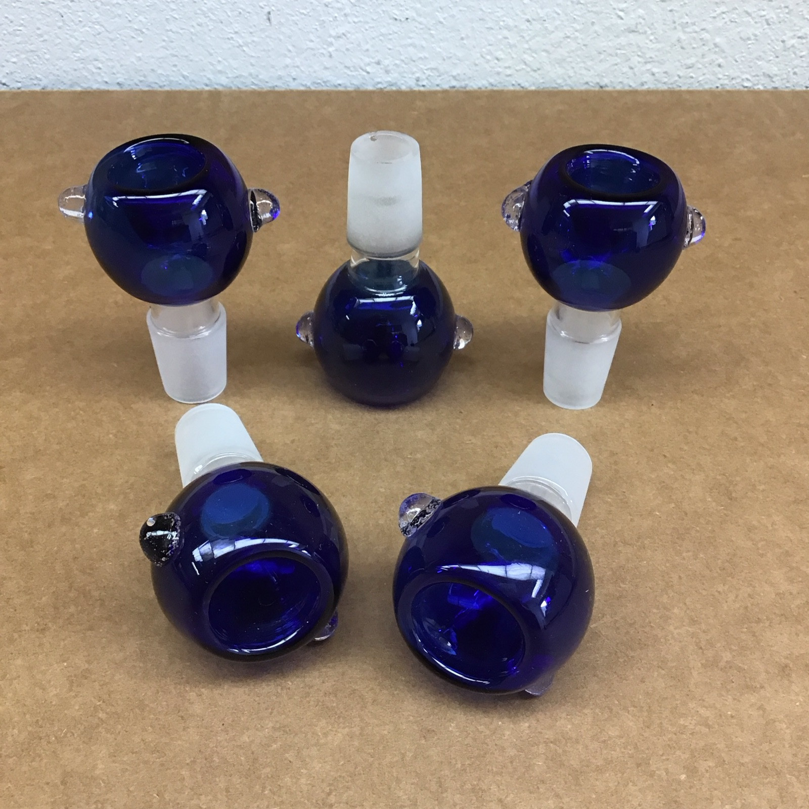 5 Pieces – Male 18mm BLUE Glass Swirl Slide Bowl – Hookah Water Bubbler EE7