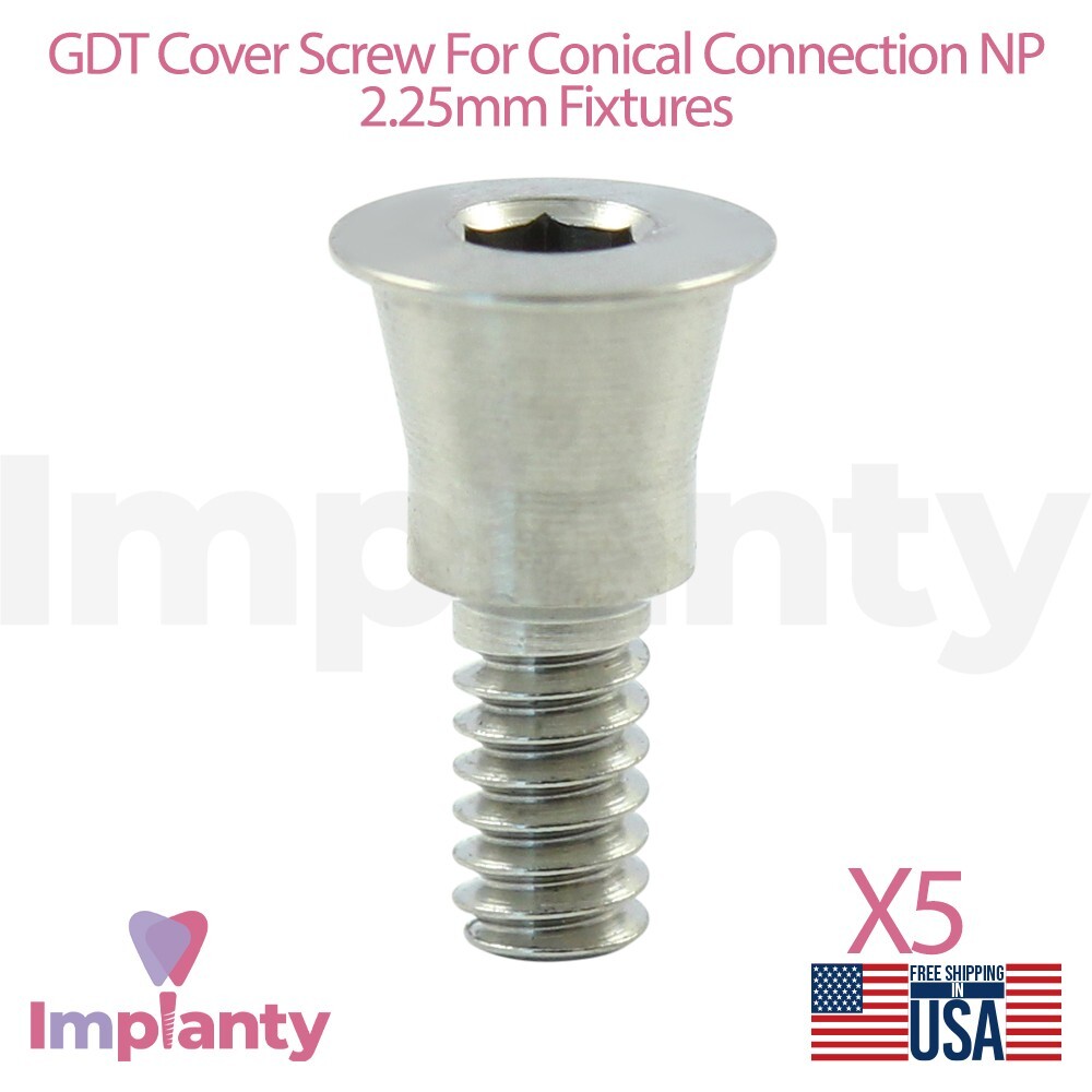 5x GDT Cover Screw Titanium Dental Fixture Conical Connection NP System 2.25mm
