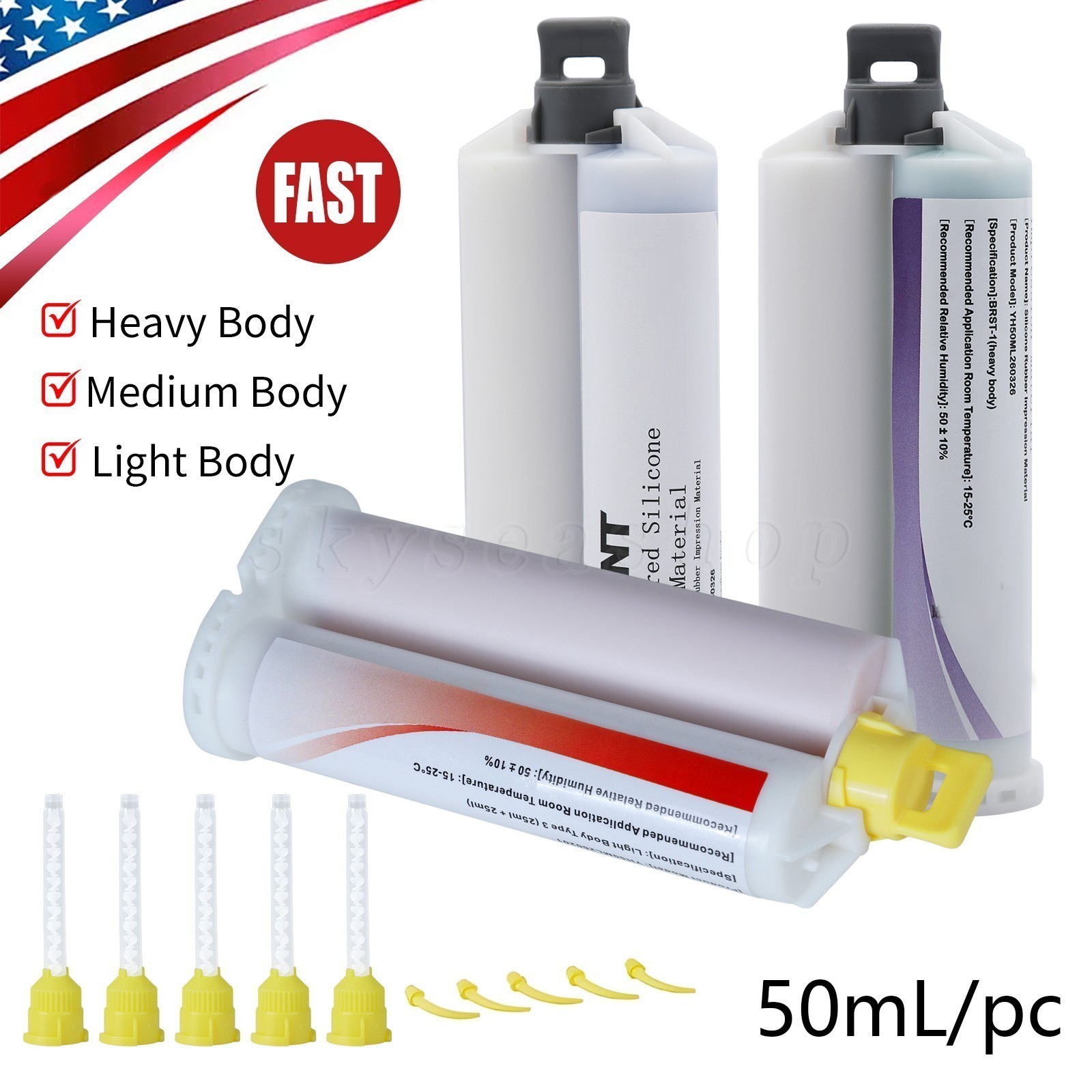 1-4 50ML VPS Impression Material Light/Medium/Heavy Body Fast/Regular Set HP PVS