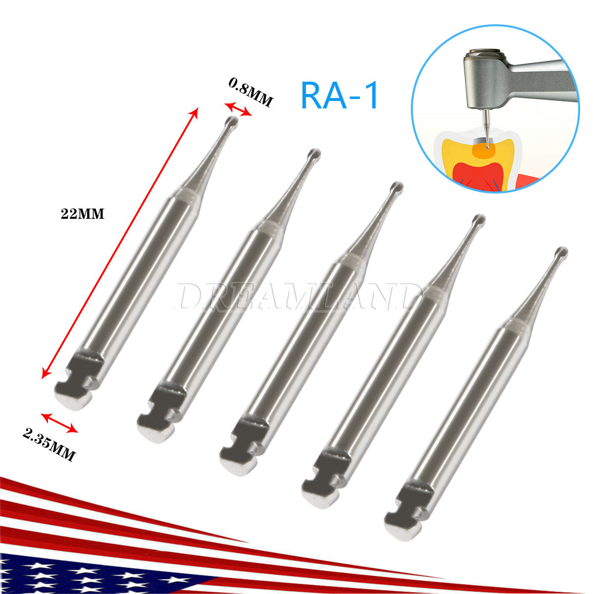 Dental Round Latch Carbide Bur RA 1 2 3 4 5 6 7 8 Midwest For Low Speed