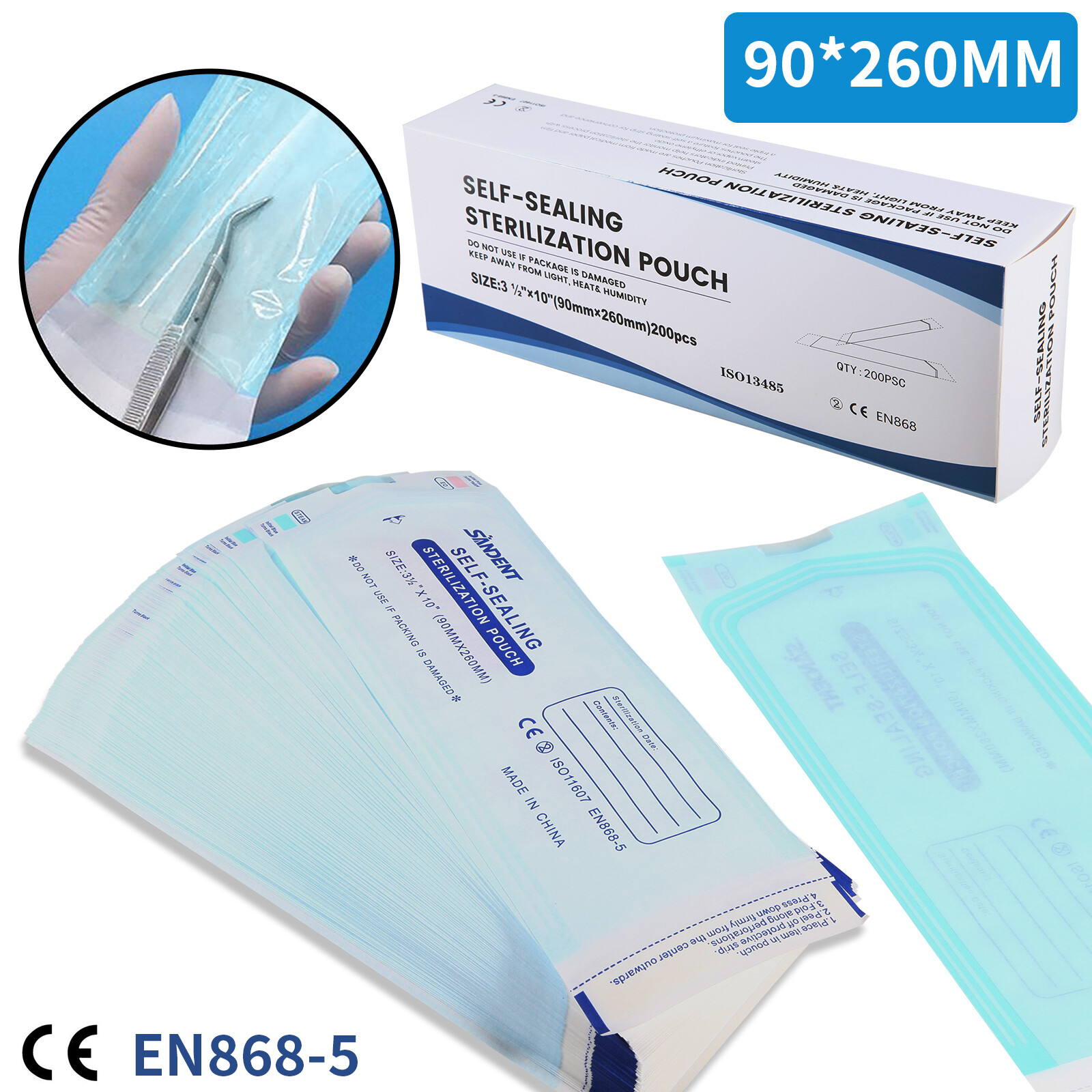 Dental Self Seal Sterilization Pouches Autoclave Sterilizer Bag,Tattoo Nail