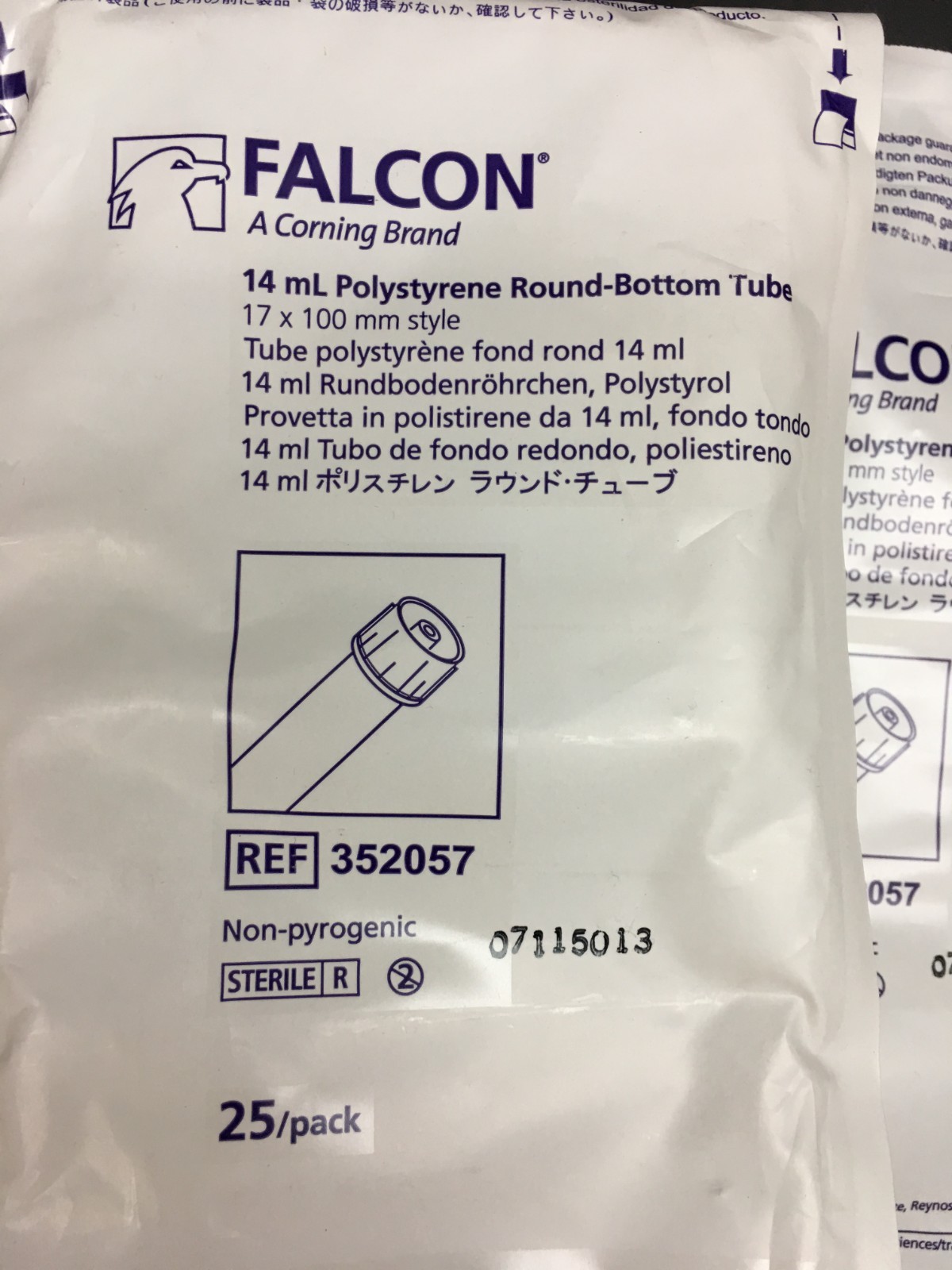 Corning Falcon REF 352057 14mL Round Bottom Test Tube Snap Cap Lot 3 PKS