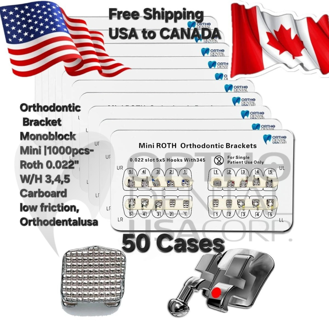Set x 30, 50, 100 Orthodontic Brackets Mini Monoblock Roth 0.22″ Orthodentalusa