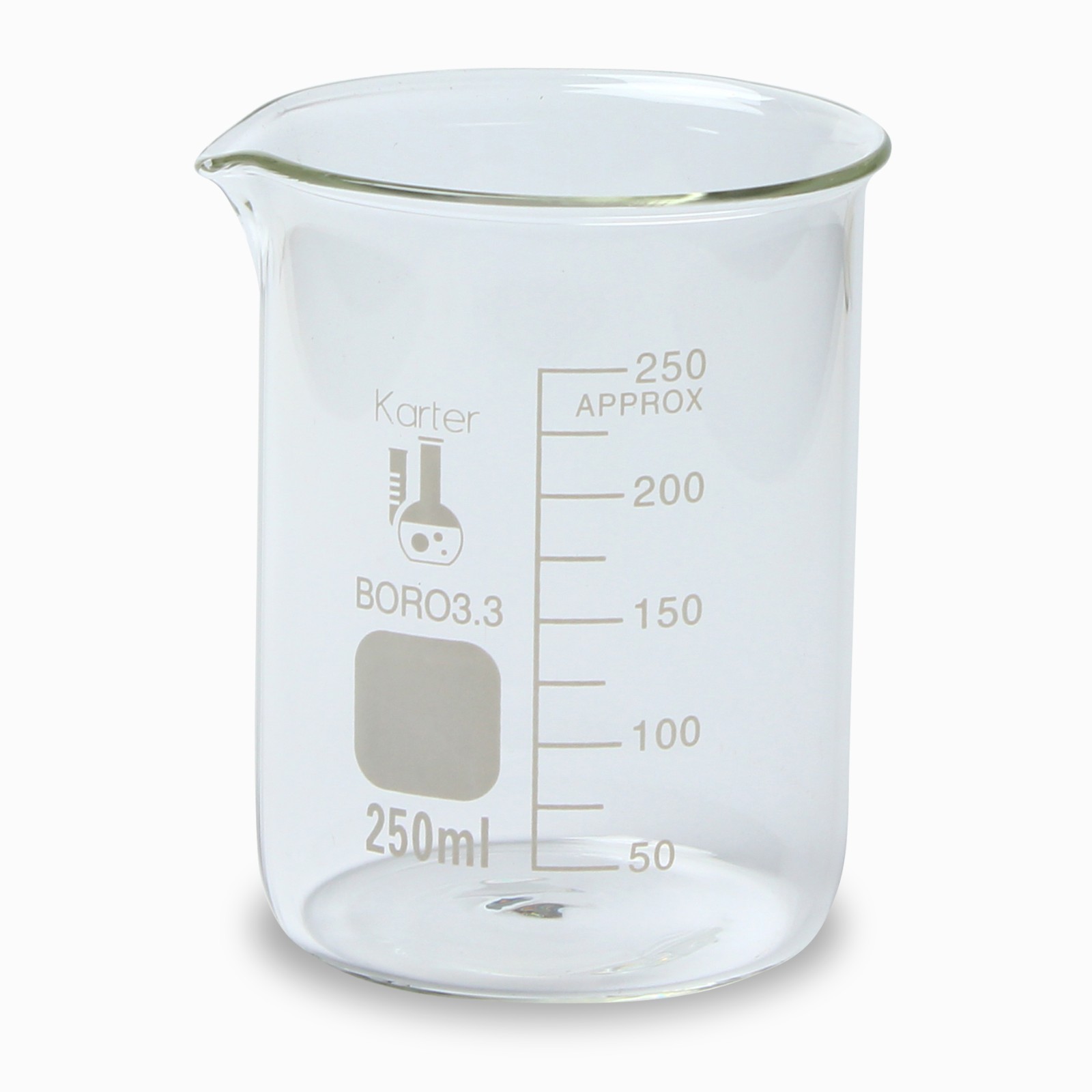 Karter Scientific, 250 ml Low Form Graduated Glass Beaker