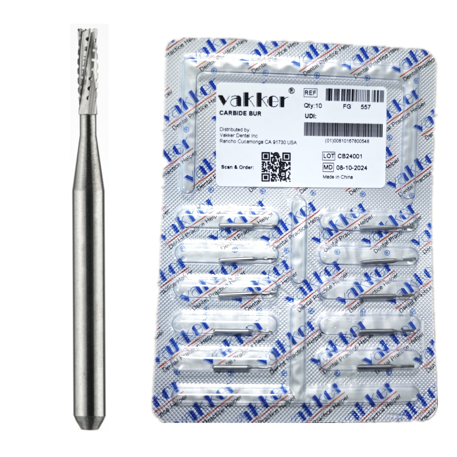 10-100pcs FG557 Dental Straight Fissure Carbide Burs FG Drill Bit for High Speed