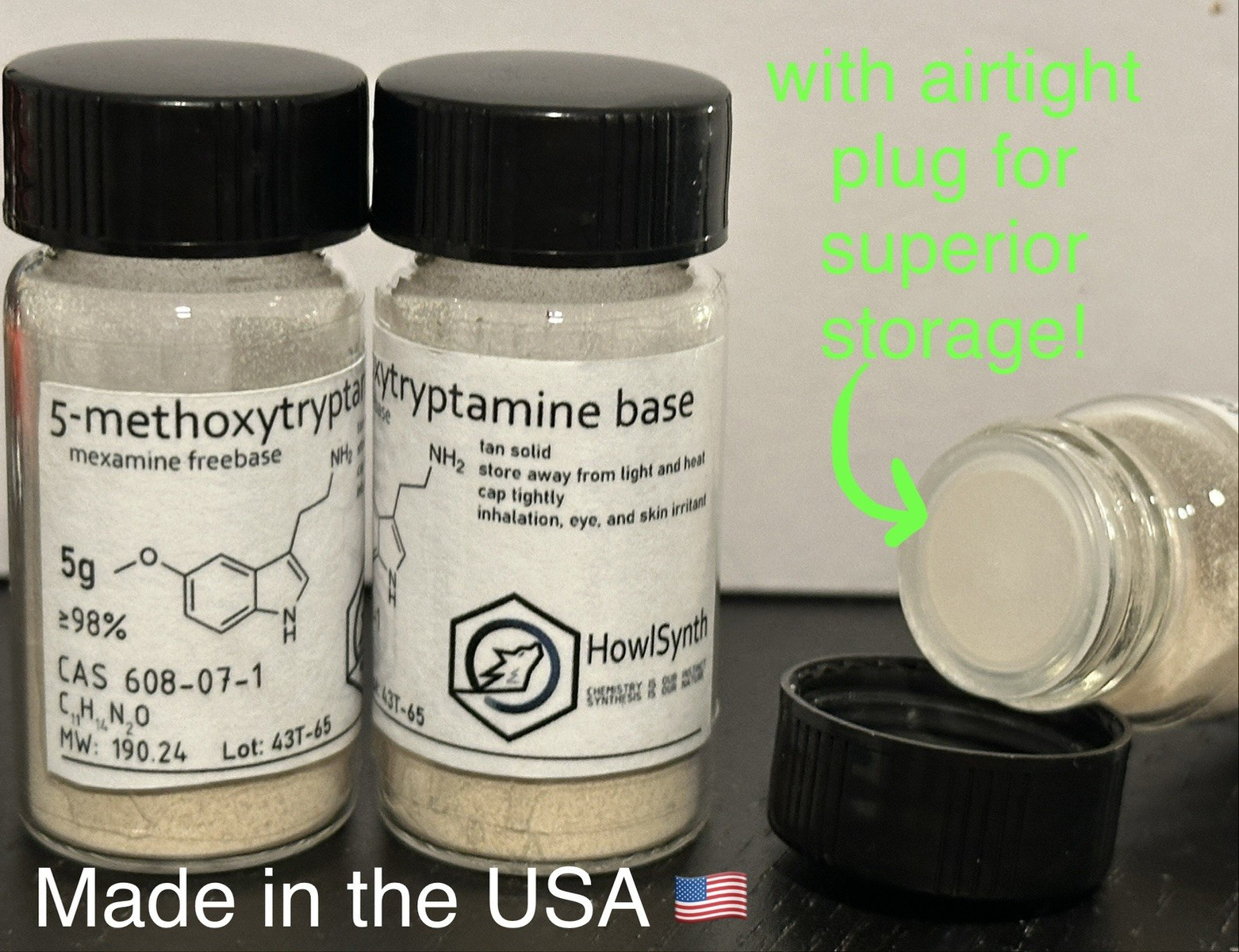 5-Methoxytryptamine 5g, mexamine freebase, 98% HowlSynth Reagent