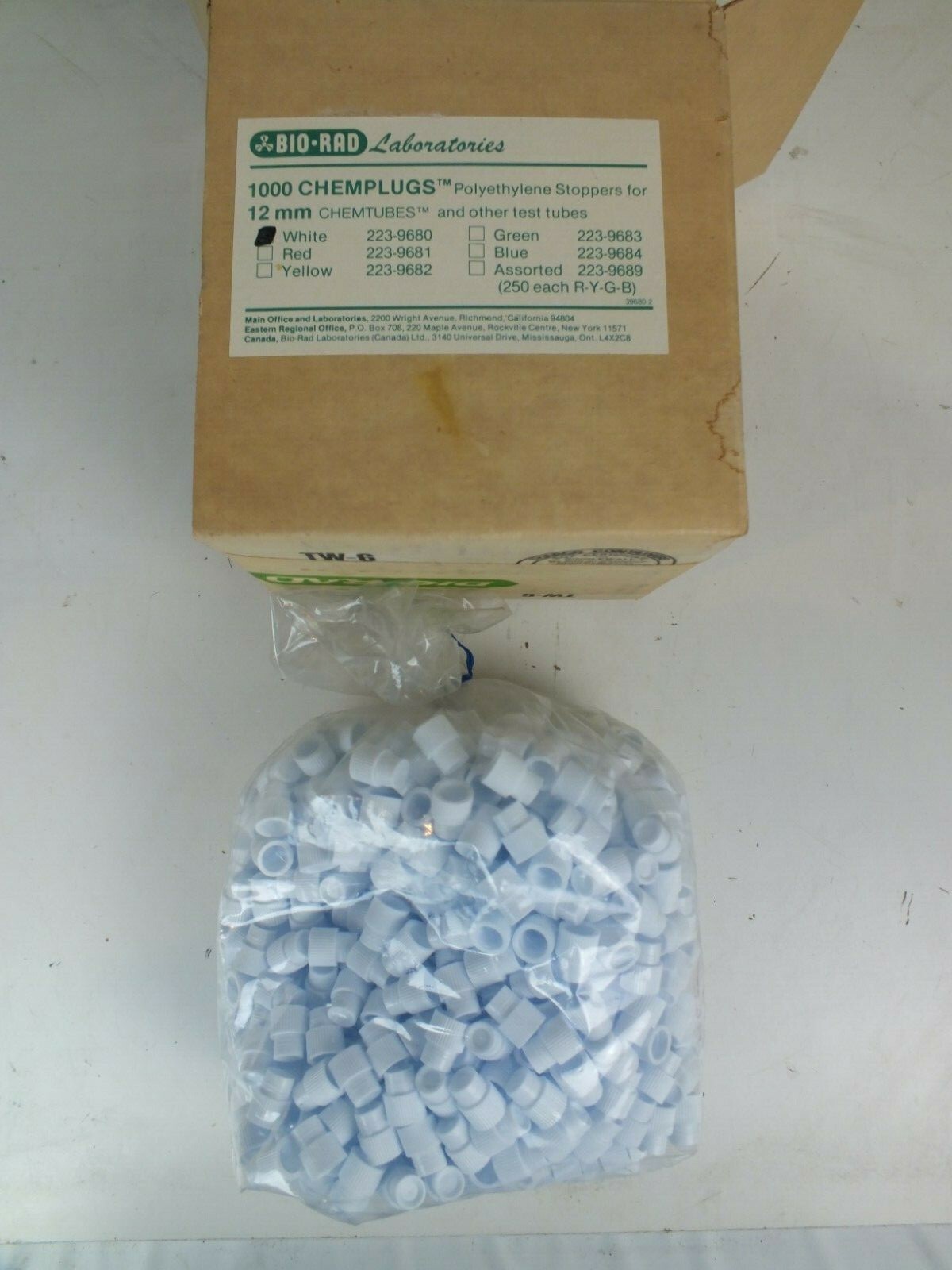 BioRad Lot of 1000 Chem Plugs Polyethylene Stoppers for 12mm Chem Tubes 223-9680