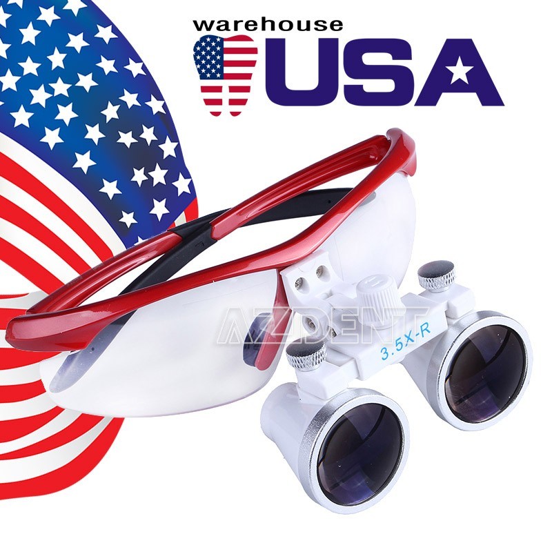 Dental Surgical Medical 3.5X Binocular Loupes Optical Glass Red Loupes