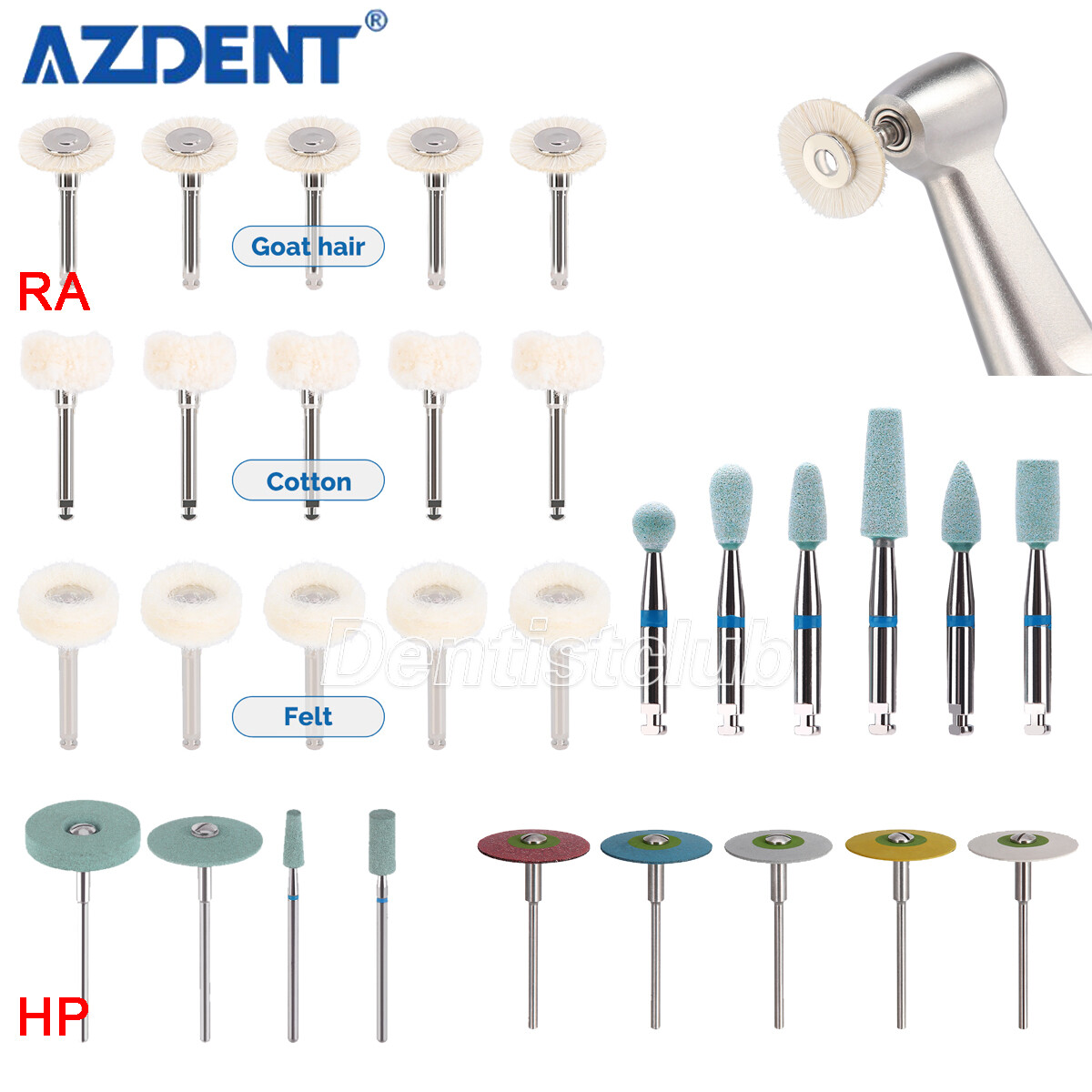 Dental Ceramic Diamond Grinder Polishing Burs HP/RA Type fit Low Speed Handpiece