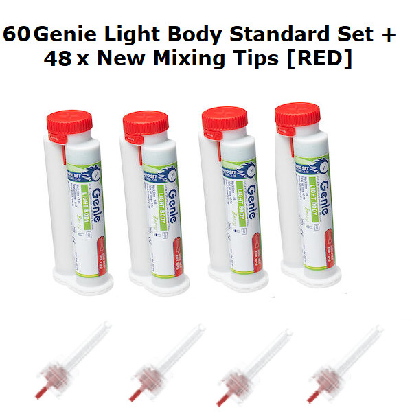 Genie 60×50 mL Cartridges Impression Material Light Body Standard Set + 48 Tips