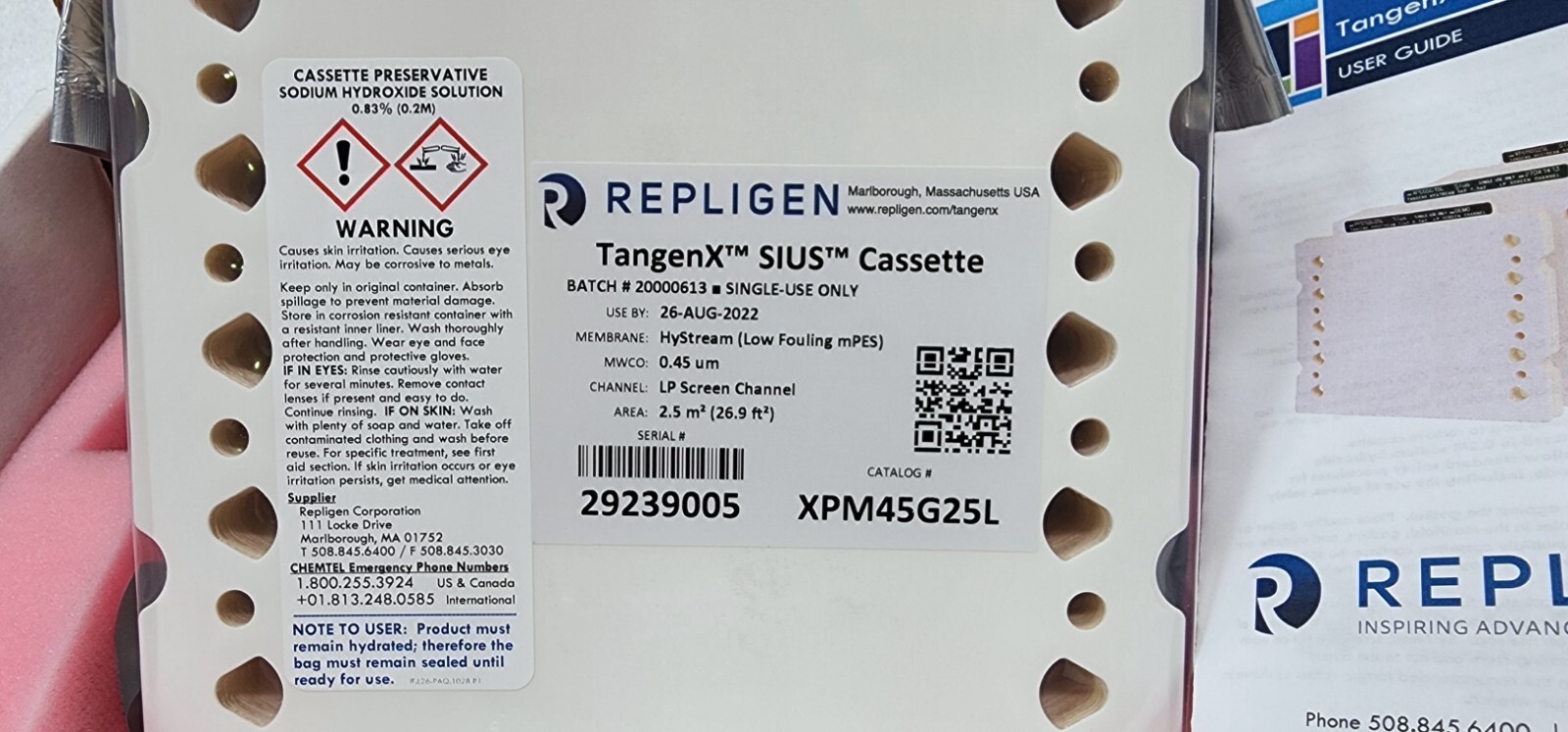 Repligen TangenX SIUS Cassette TFF HyStream, MWCO 0.45um, LP Screen, 2.5m2
