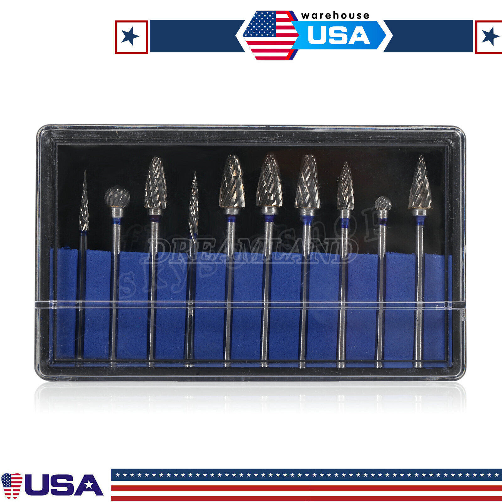 Tungsten Carbide Dental Acrylic Bur Drill 2.35mm Fit Teeth Handpiece 10pcs/set