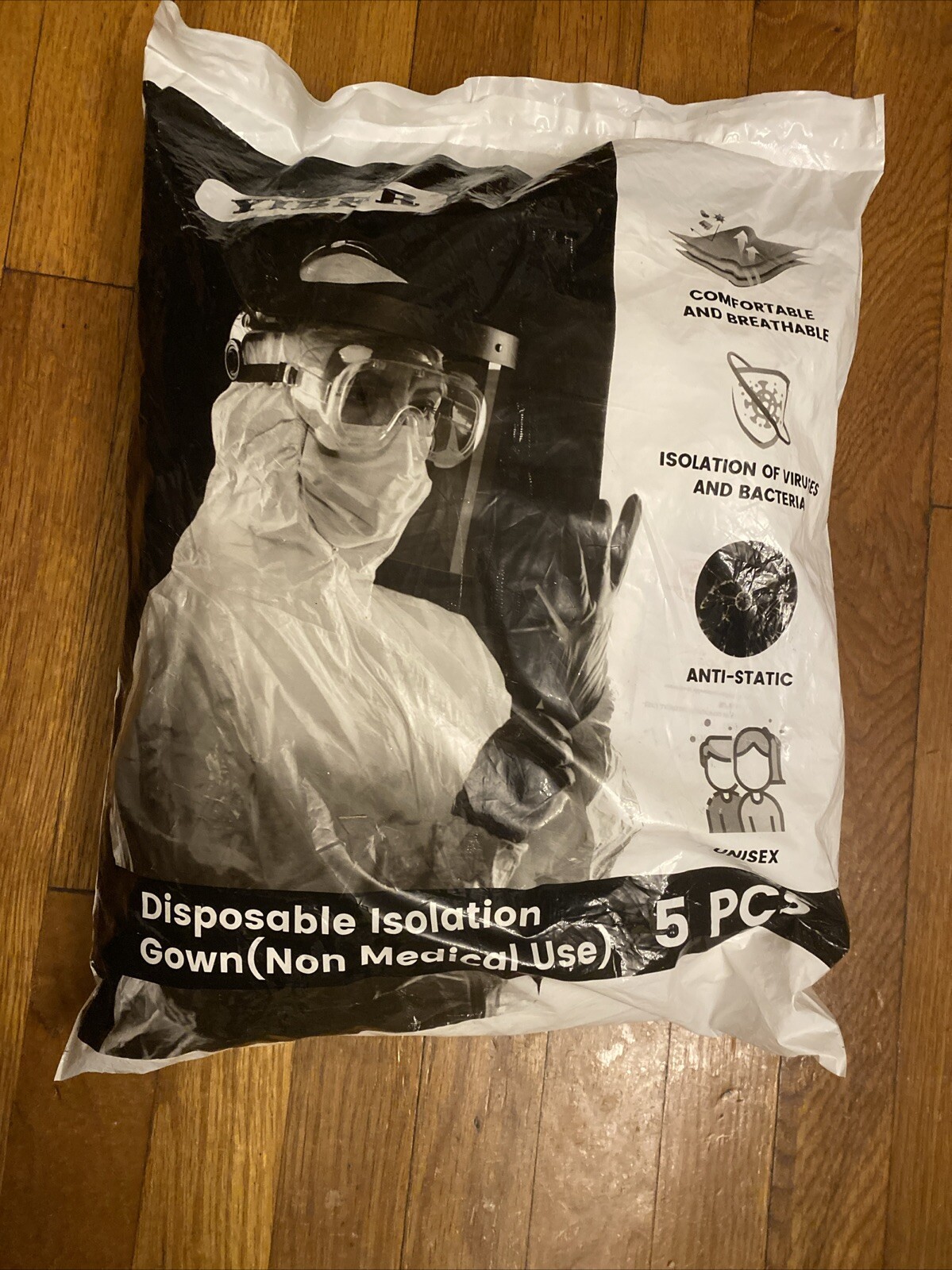 Yiber Disposable Isolation Gown Hazmat 5 Pcs XXL