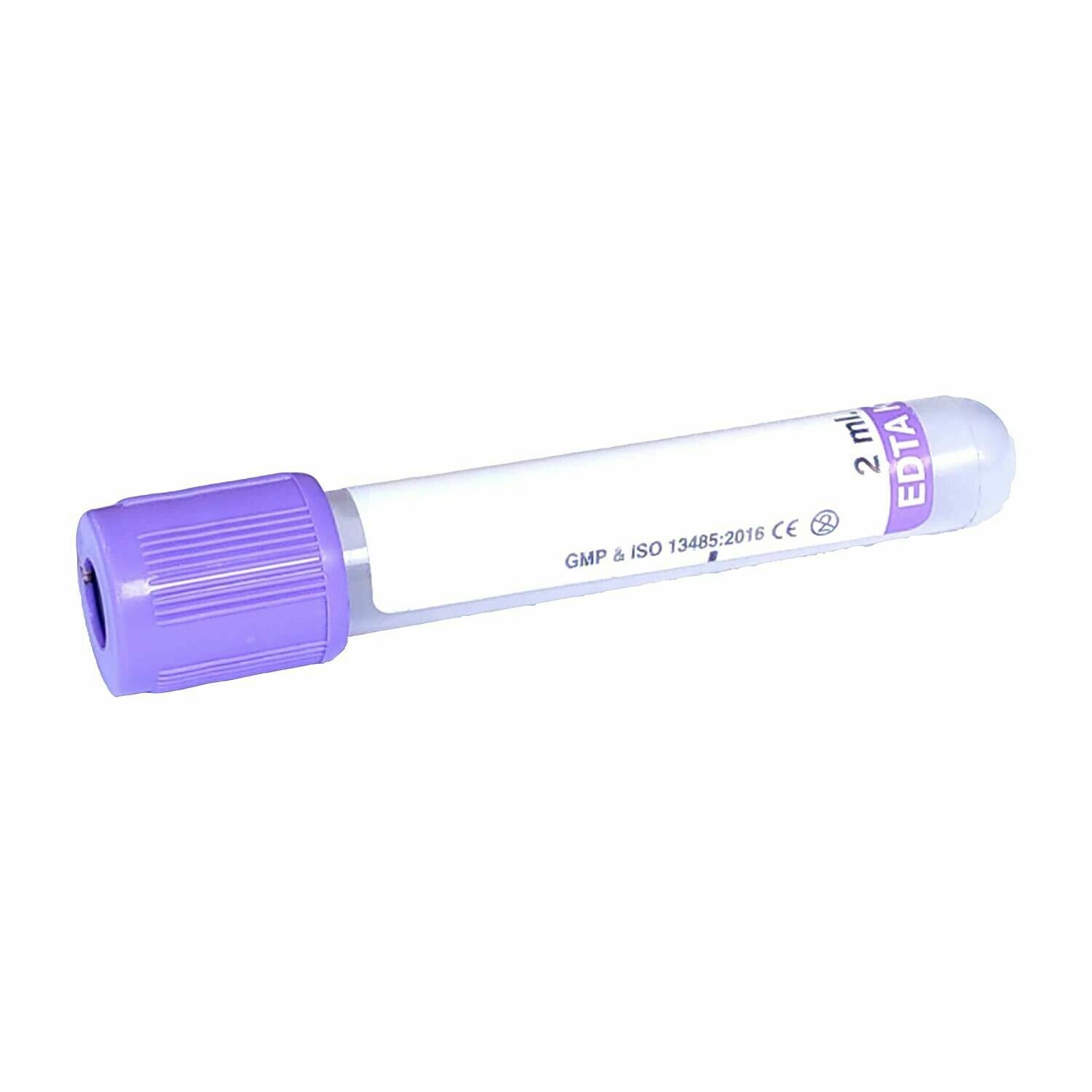 Non-Vacuum Blood Collection Tube EDTA K3 2ml, Plastic (Pack of 100) 13 x 75 mm