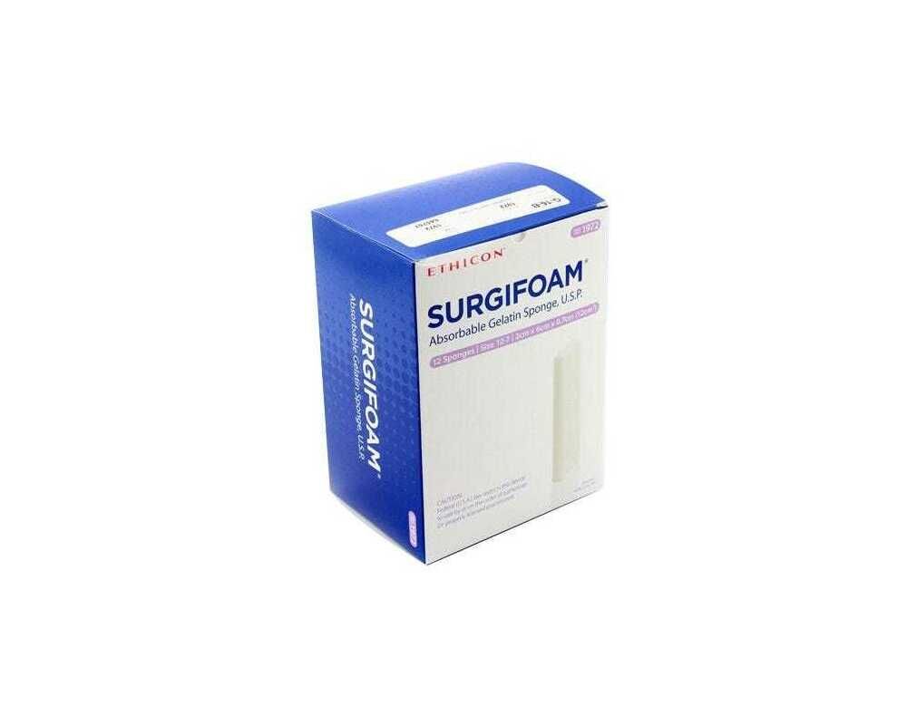 SURGIFOAM Absorbable Gelatin Sponge, 2cm x 6cm x 7mm 12/Box