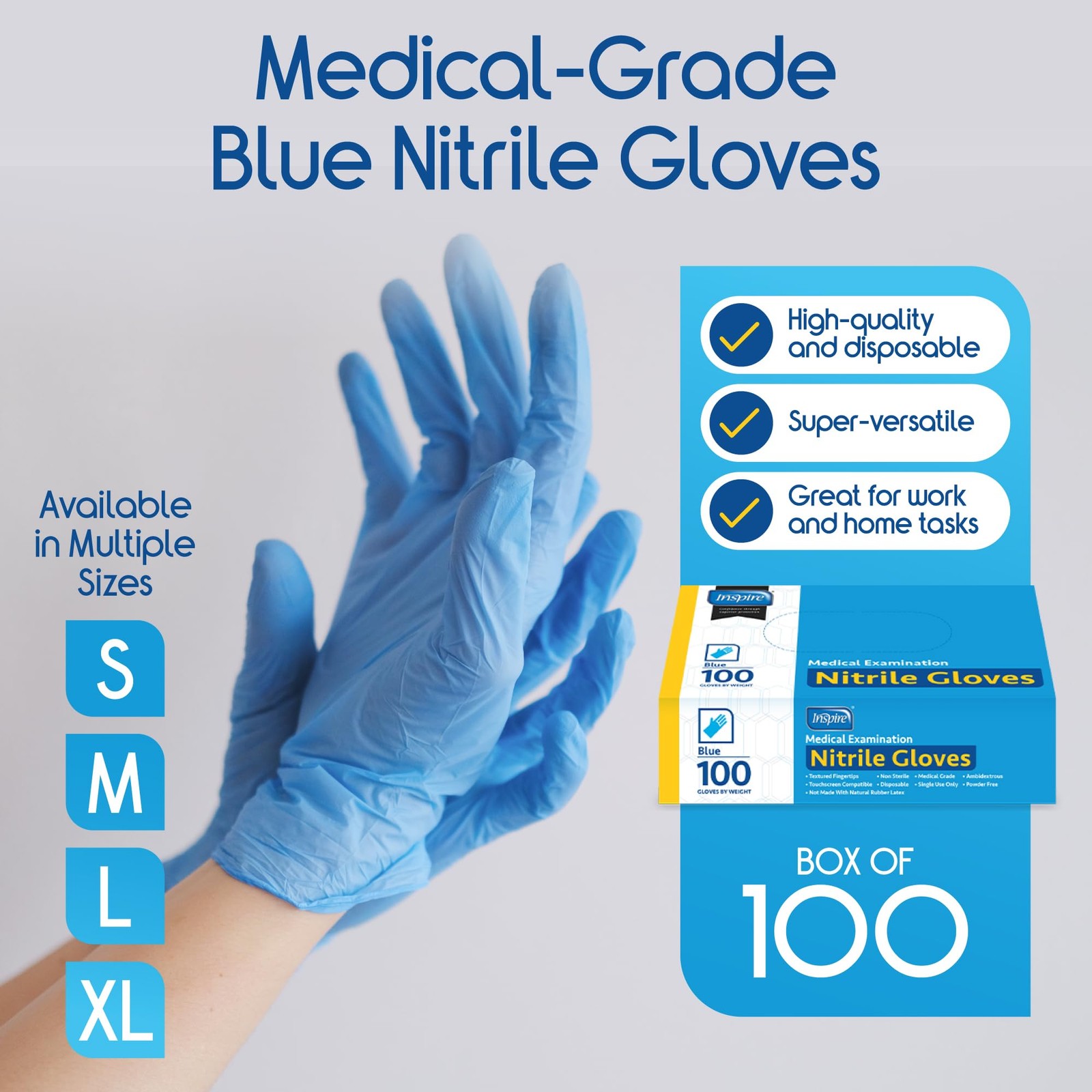 Inspire Black Nitrile Disposable Gloves | 4.5 XX-Large, Blue