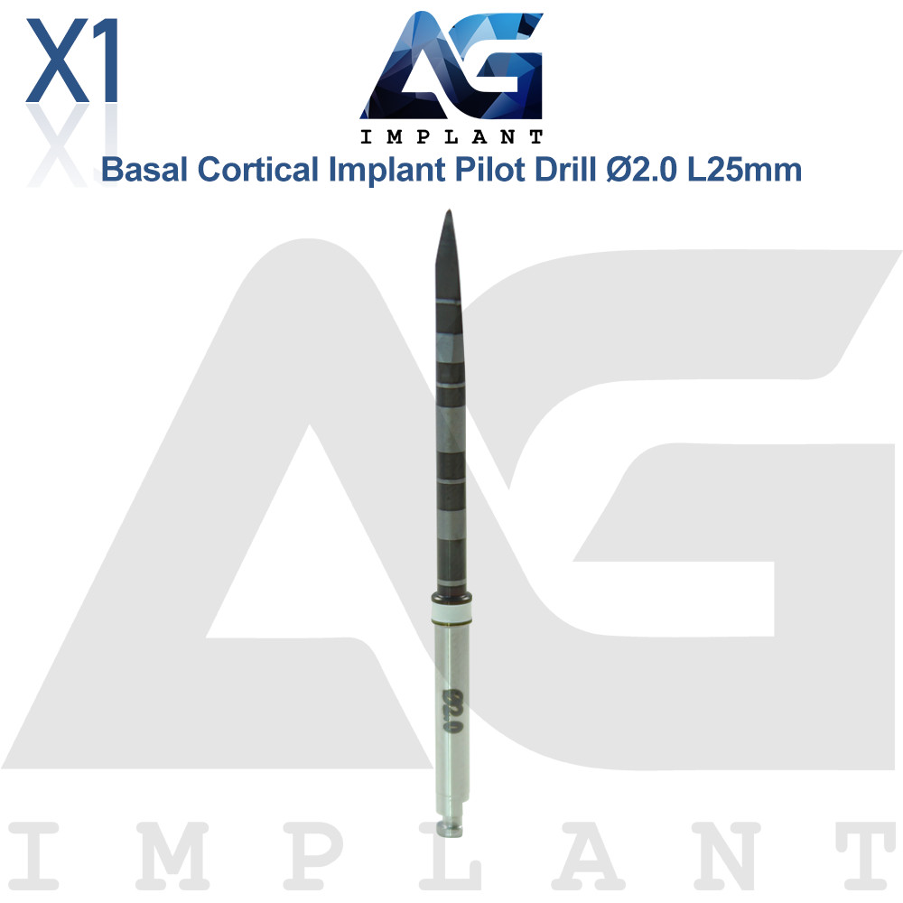 Dental Basal Fixture Pilot Drill Ø2.0 L25mm Stainless Steel Carbon DLC System