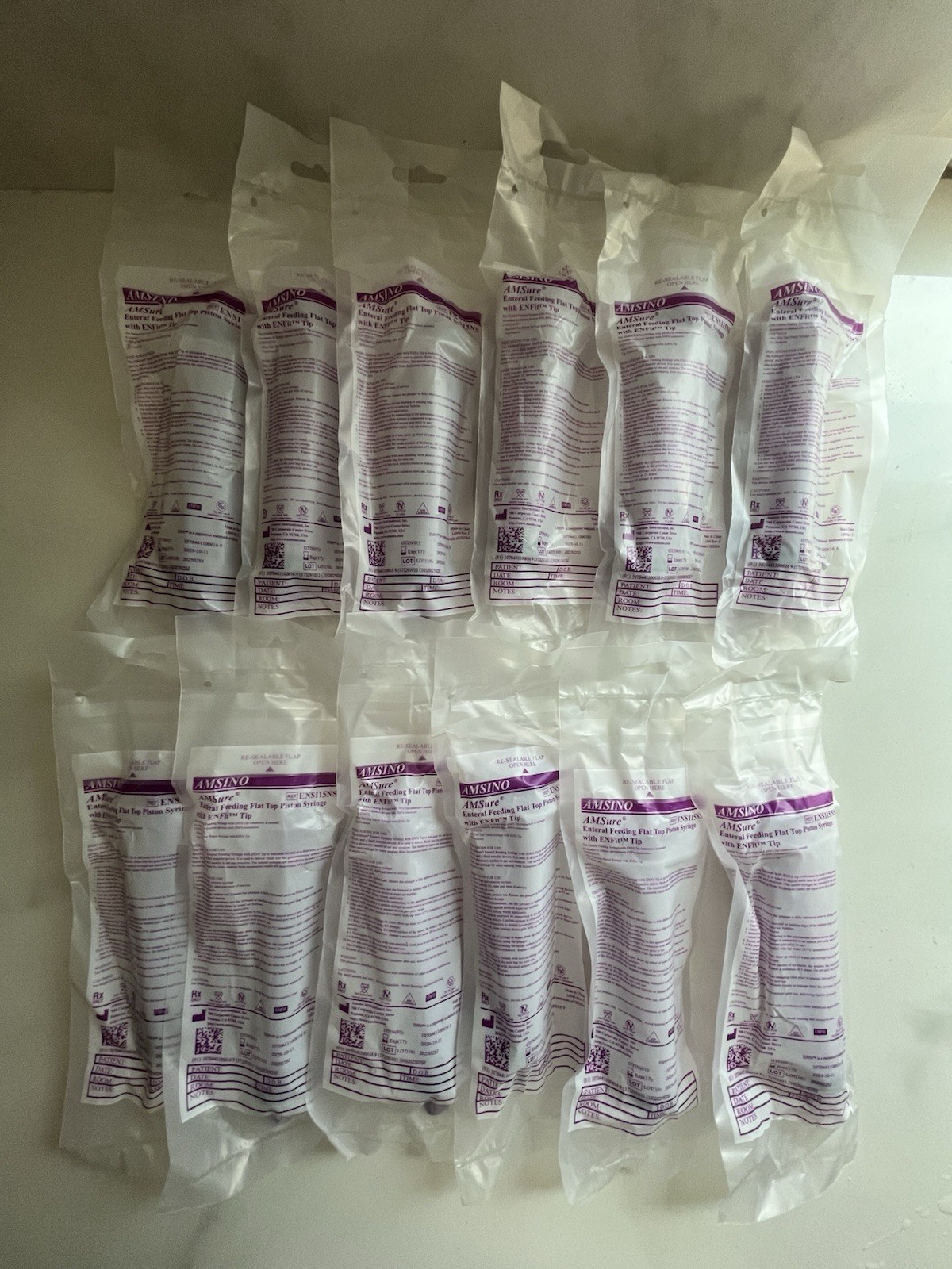 12 AMSINO AMSure® Enteral Feeding Flat Top Piston Syringe ENFit™ Tip ENS115NS