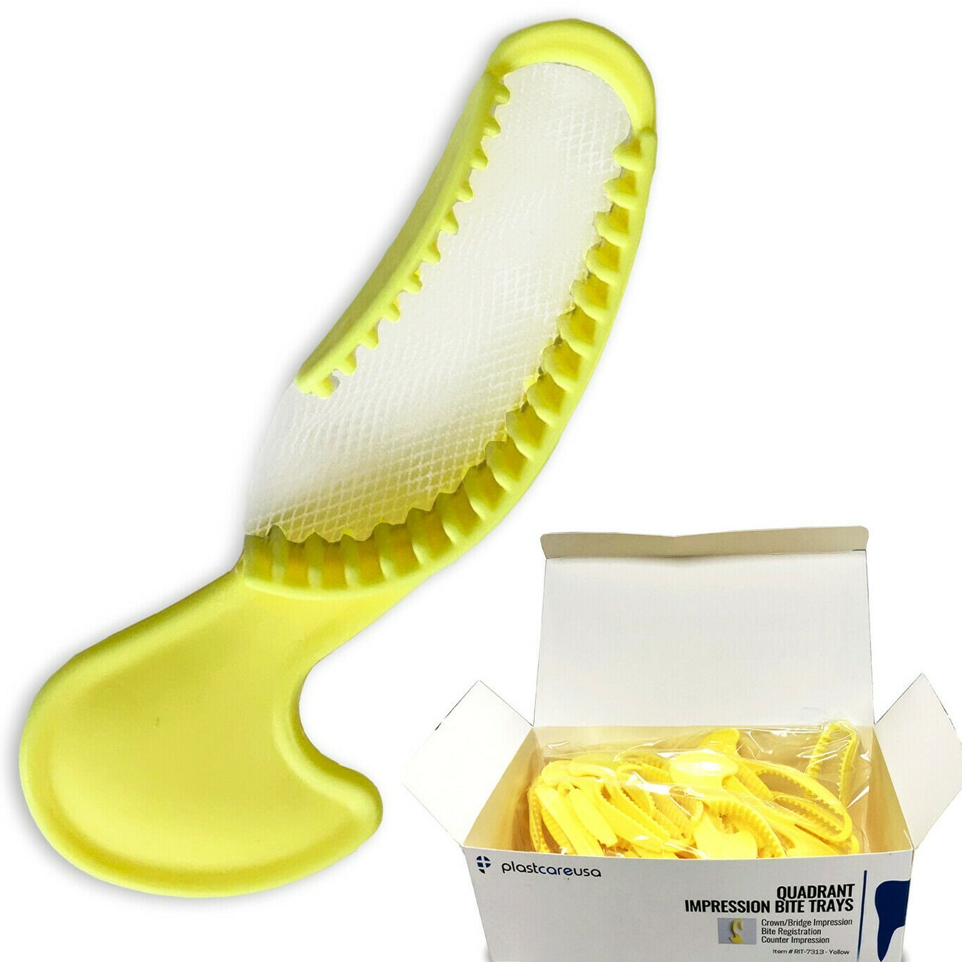 70 Dental Impression Bite Registration Triple Trays Molding, Quadrant, (Yellow)