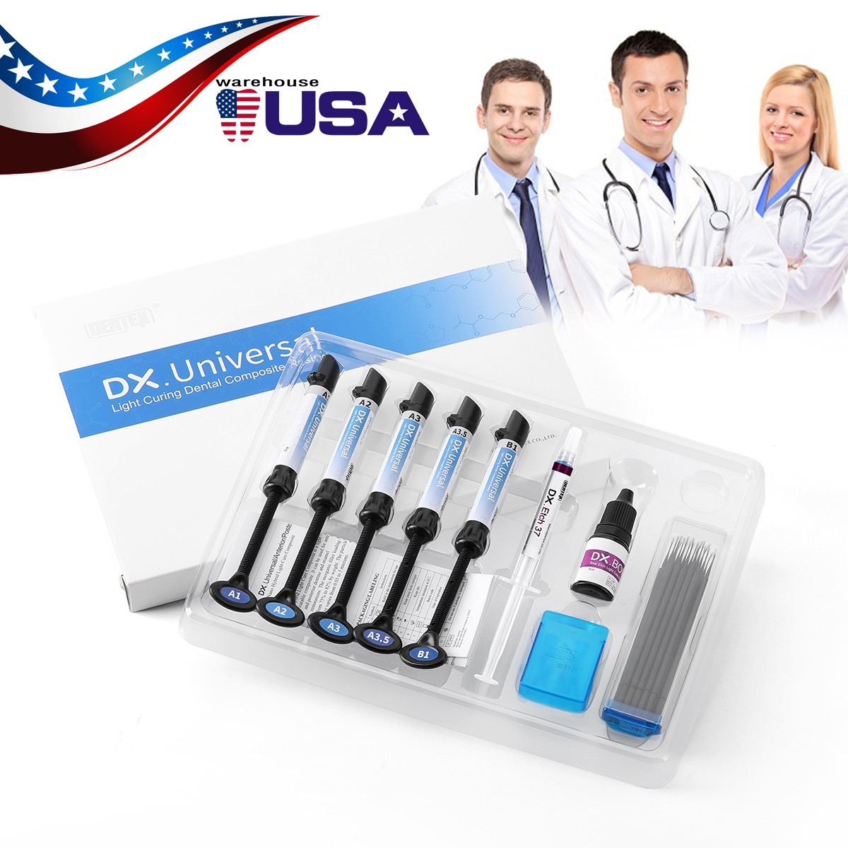 Dentex Dental Universal Composite Resin Light Cure A1 A2 A3 A3.5 B1 Kit
