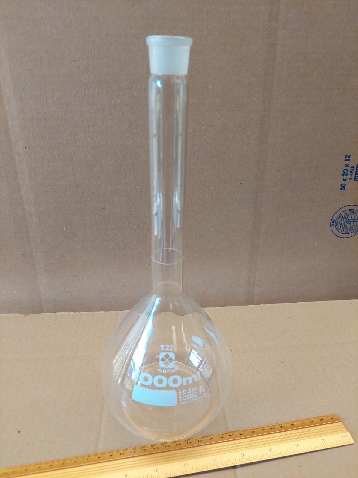 Sibata Volumetric Flask with one circular mark, 1000ml, +/- 0.3ml