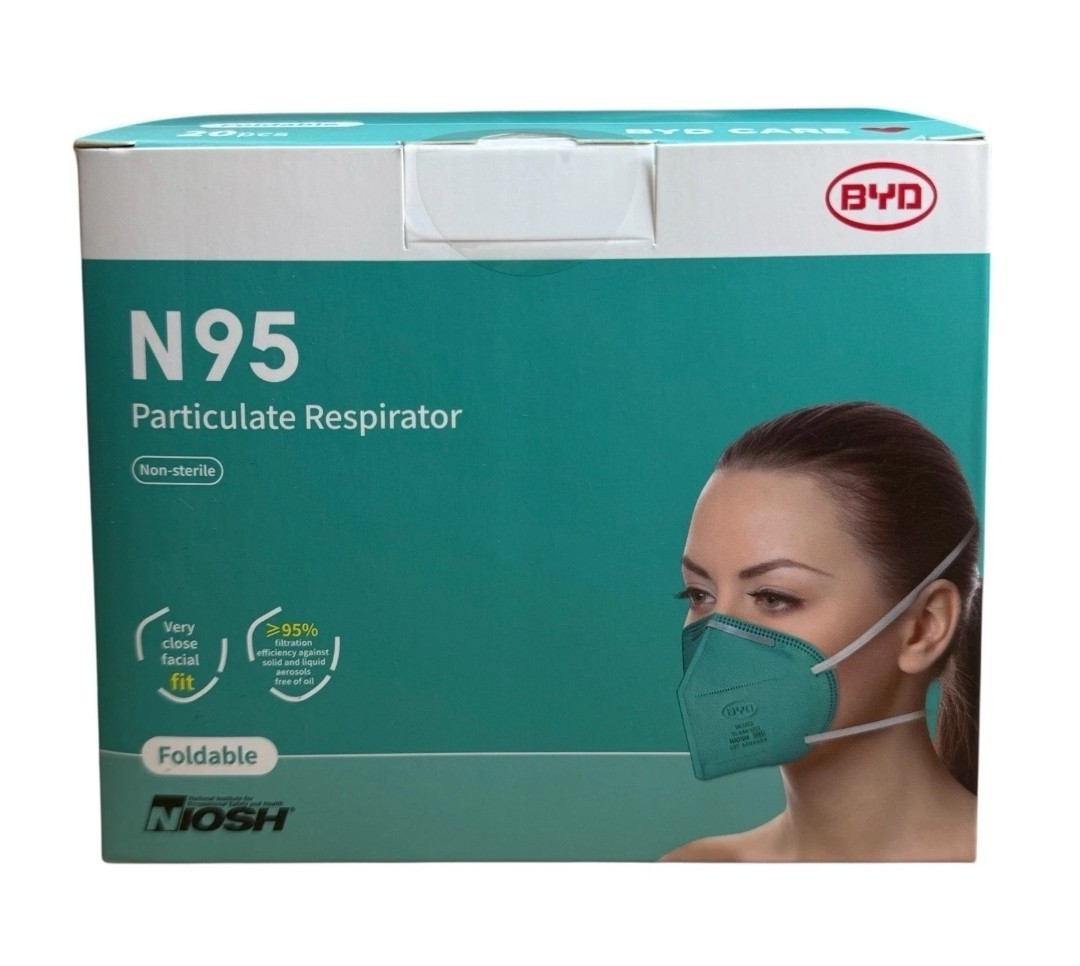 2 Boxes BYD N95 Foldable Particulate Respirator Face Mask NIOSH 40 Count Total