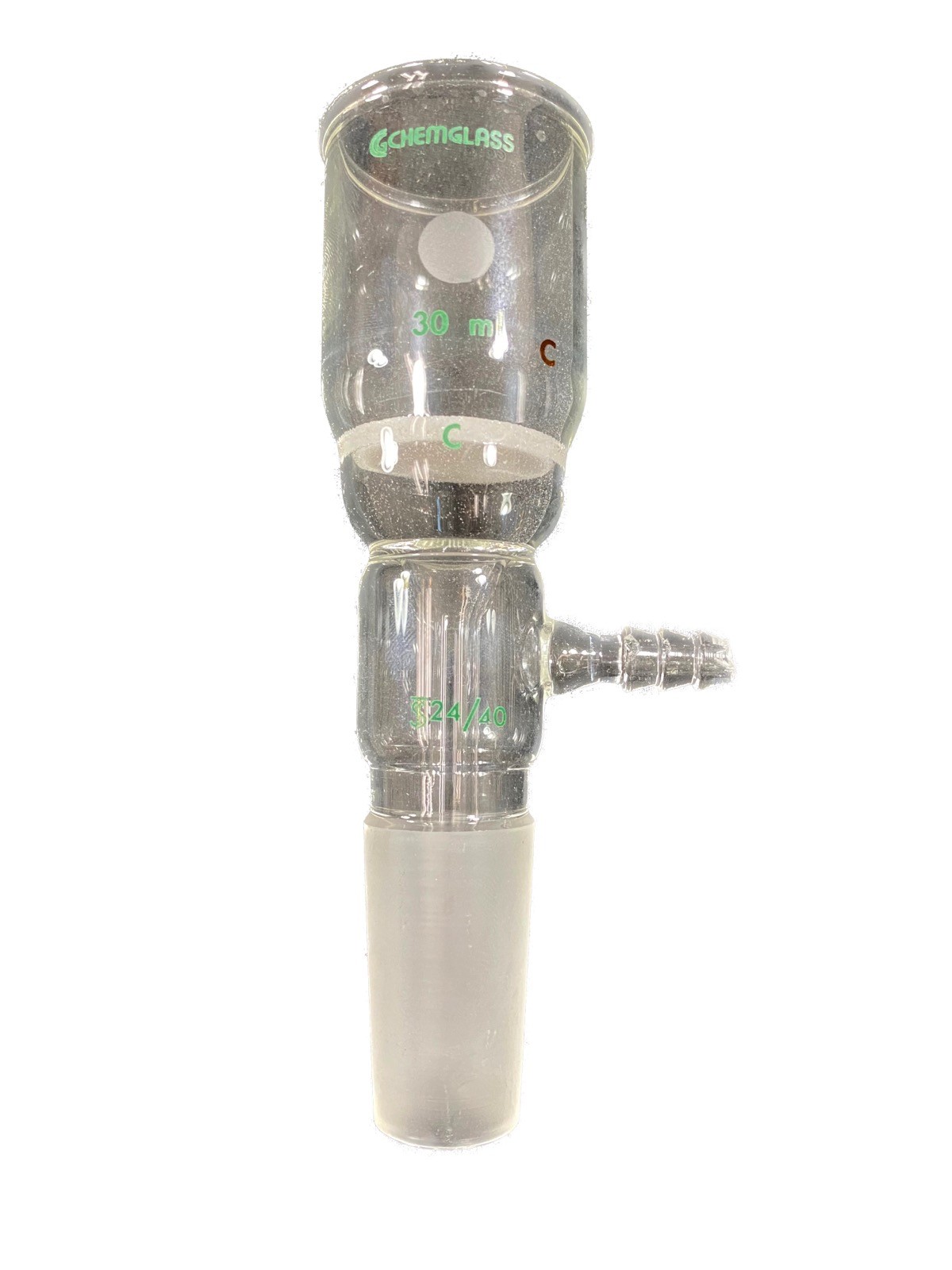 CHEMGLASS Glass 30mL Coarse Frit 24/40 Vacuum Buchner Filter Funnel CG-1406-E-01