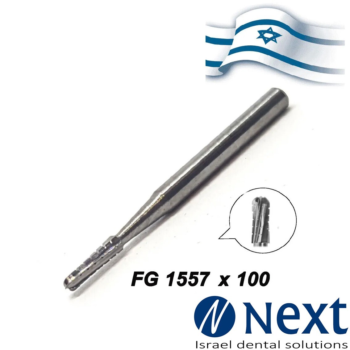Lot X 100 Dental FG carbide burs 1557 Israel made powerful cutting bur