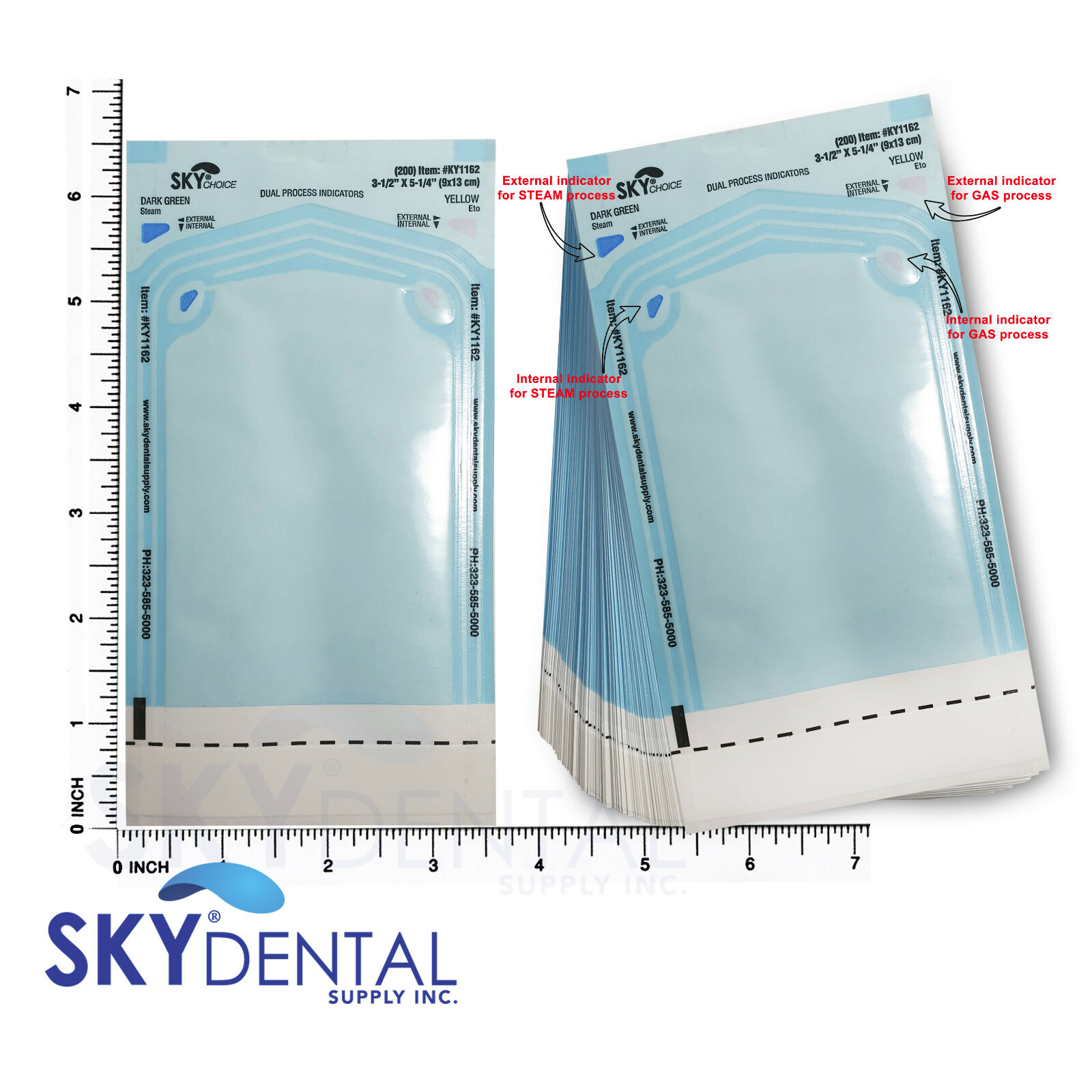 3.5″ x 6″ Dental Medical Self Seal Pouch Sterilization Bag Pouches (200 Bags)