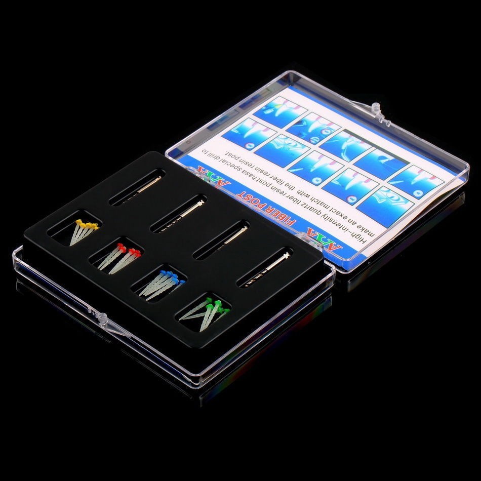 AAA Dental Endo Fiber Post Resin High-intensity Screw Thread Glass + 4 Drills