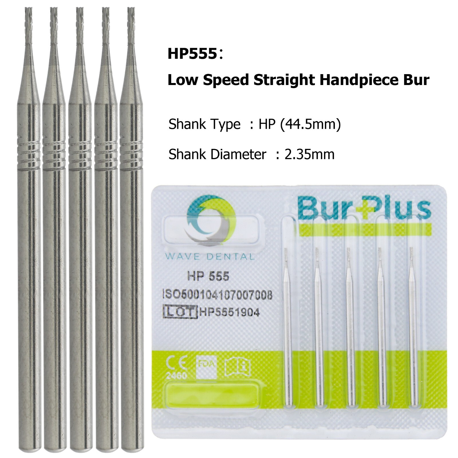 Wave Dental Surgical Carbide Bur HP 702 701 2.35mm For Low Speed Straight 44.5mm