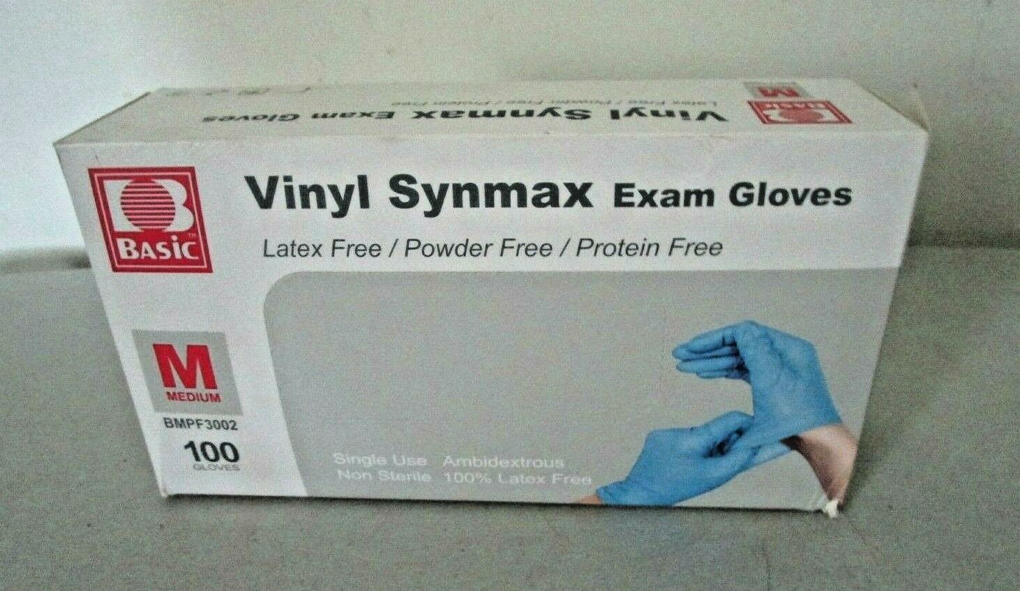 Basic Vinyl Synmax Exam Gloves ( 100 gloves ) MEDIUM latex free