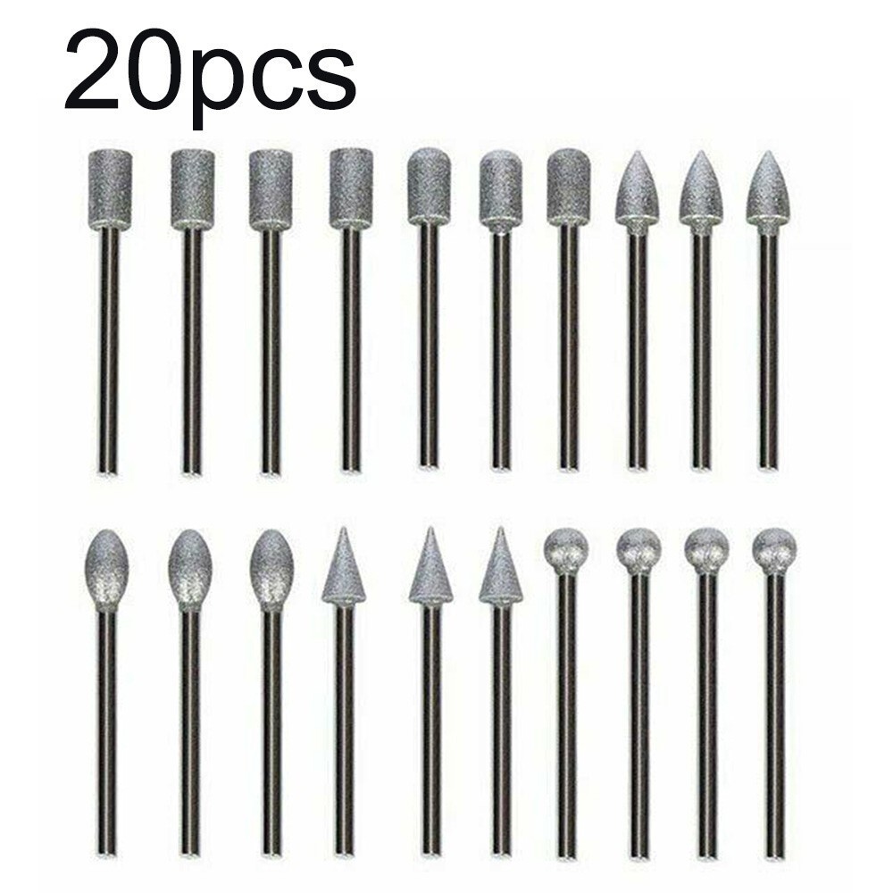 20Pcs 120 Dental Grinding Grit Diamond Burr Set Drill Bits Set for Rotary Tool