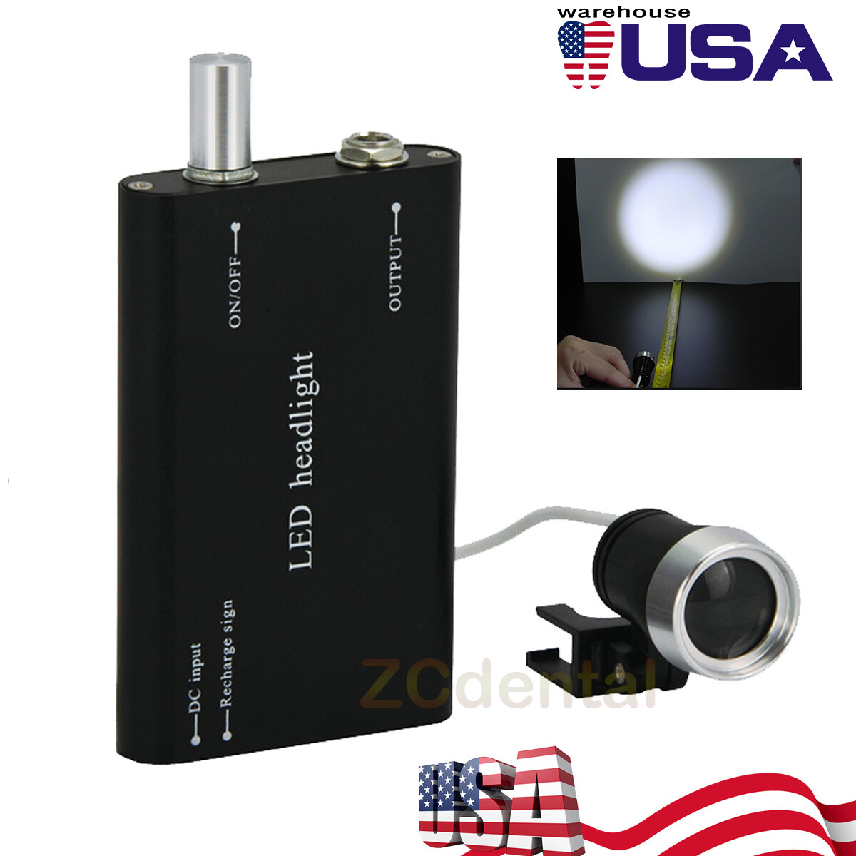 Medical Dental LED Head Light Lamp 3W Black for Surgical Medical Binocular Loupe