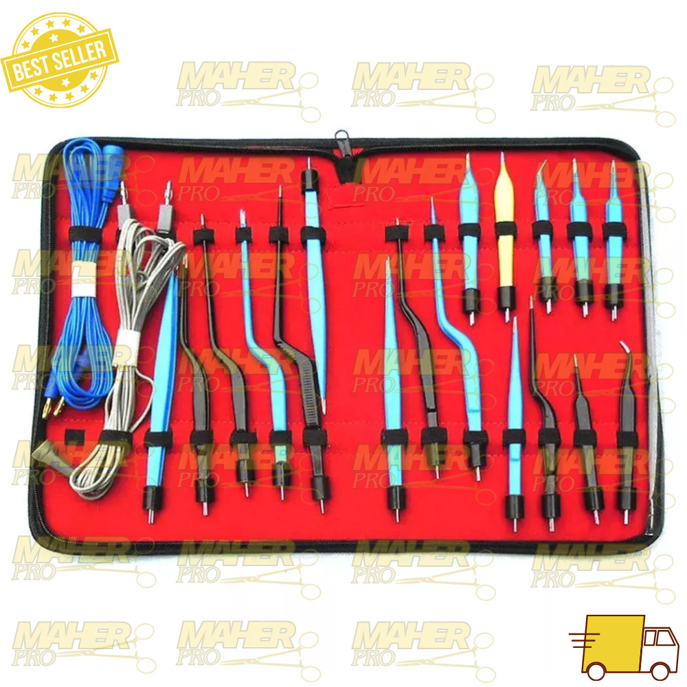 Electrosurgical Bipolar Bayonet Forceps 20 Pcs Surgical Instruments Set