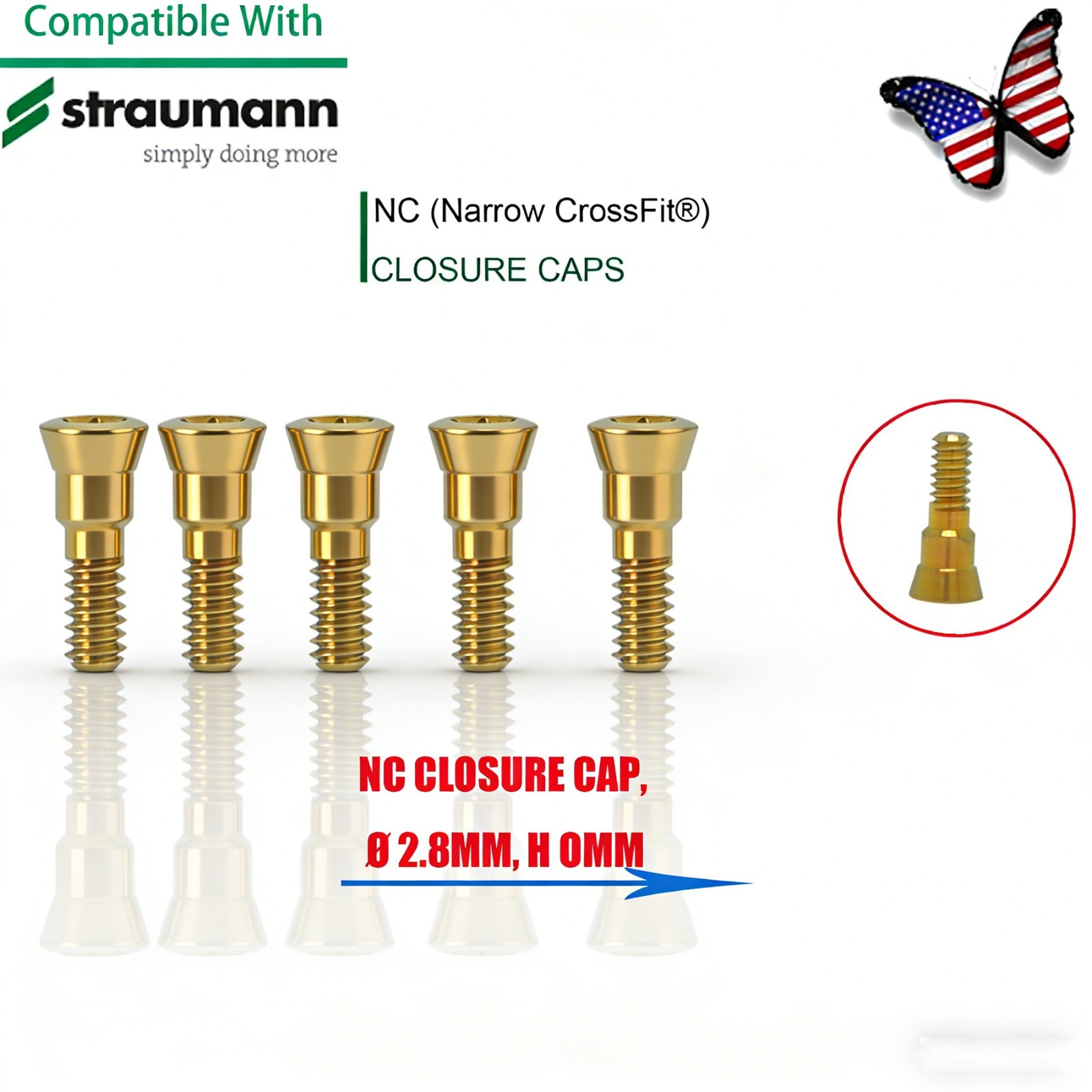 US 5Pcs Dental ITI Titanium Grade 5 Healing Abutment Cap Straumann Bone Level