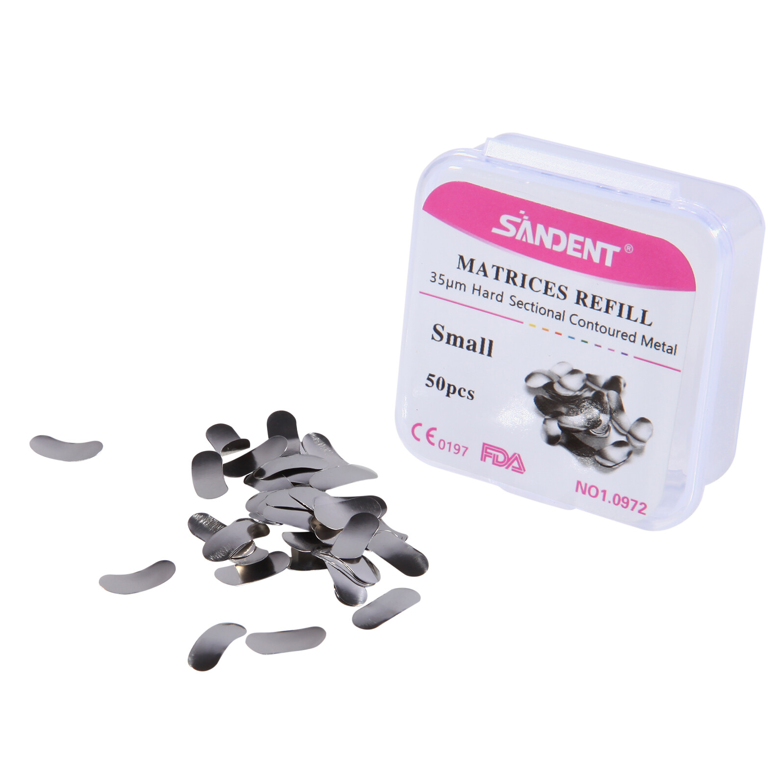50Pcs Dental Metal Matrices Matrix Band Sectional Contoured Refill S/M/L 35μm