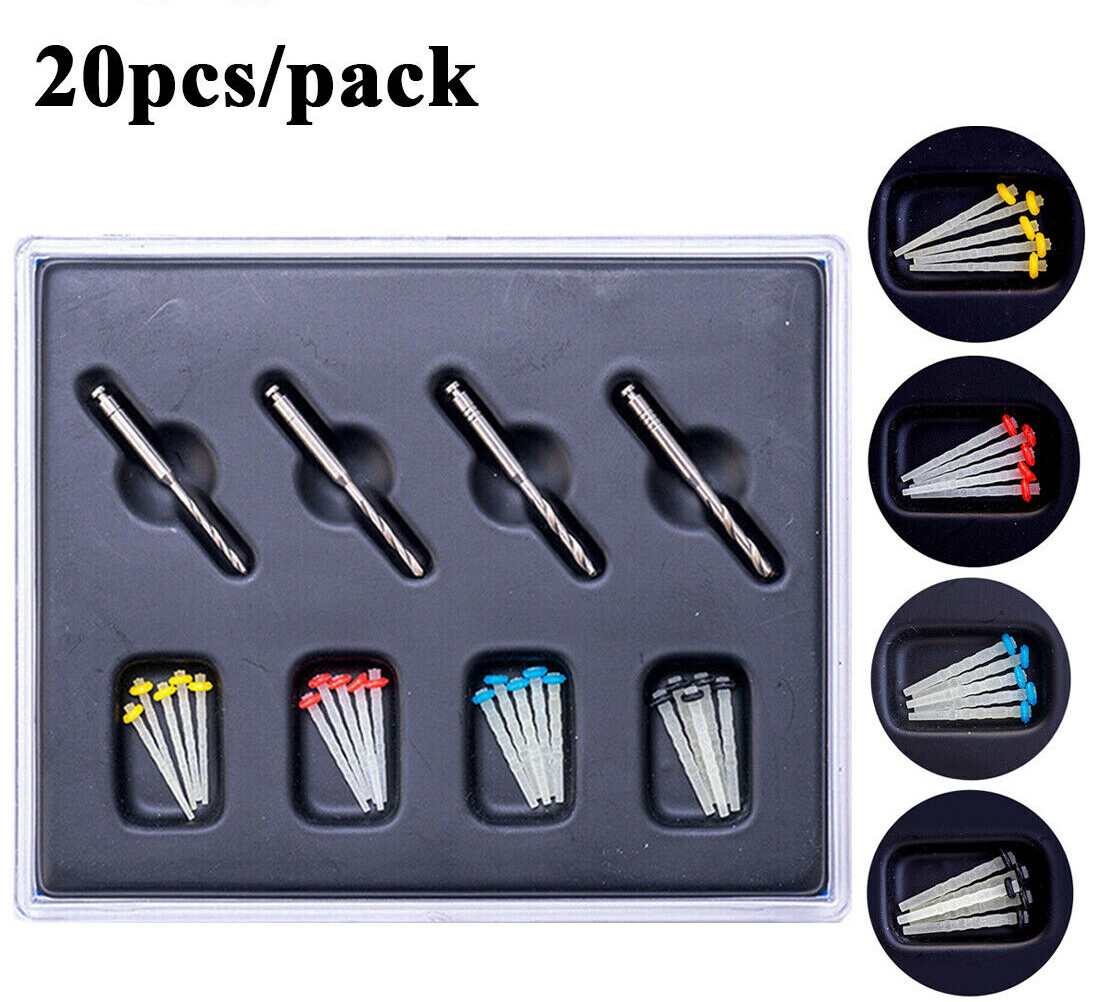 Dental Quartz Fiber Resin Post with 4 Drills 1.2/1.4/1.6/1.8mm Mixed Size Kit